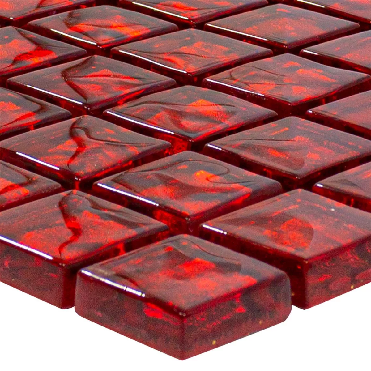Muster von Glasmosaik Fliesen Santa Cruz Strukturiert Rot