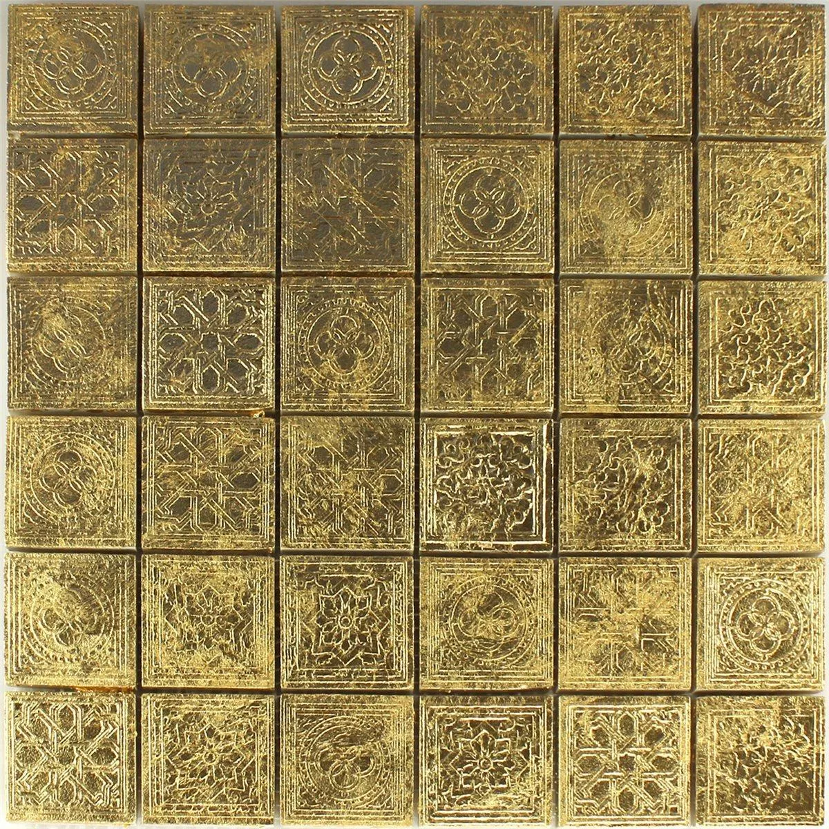 Muster von Mosaikfliesen Keramik Gold 
