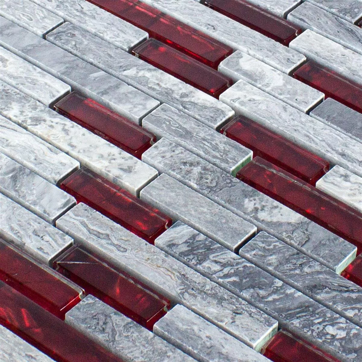 Muster von Glas Naturstein Mosaik Fliesen Sinop Grau Rot Brick