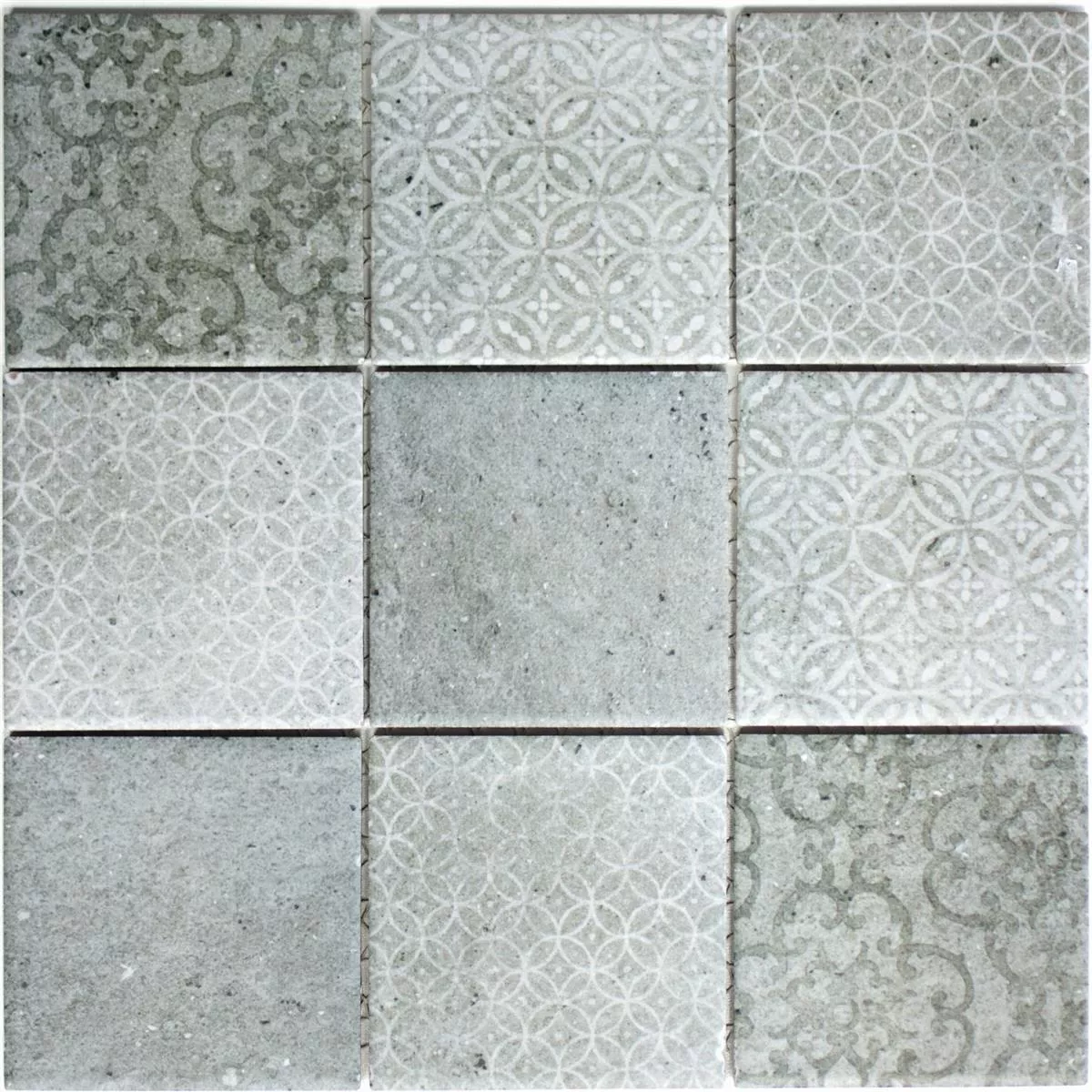 Keramik Mosaikfliesen Campeche Zementoptik Grau