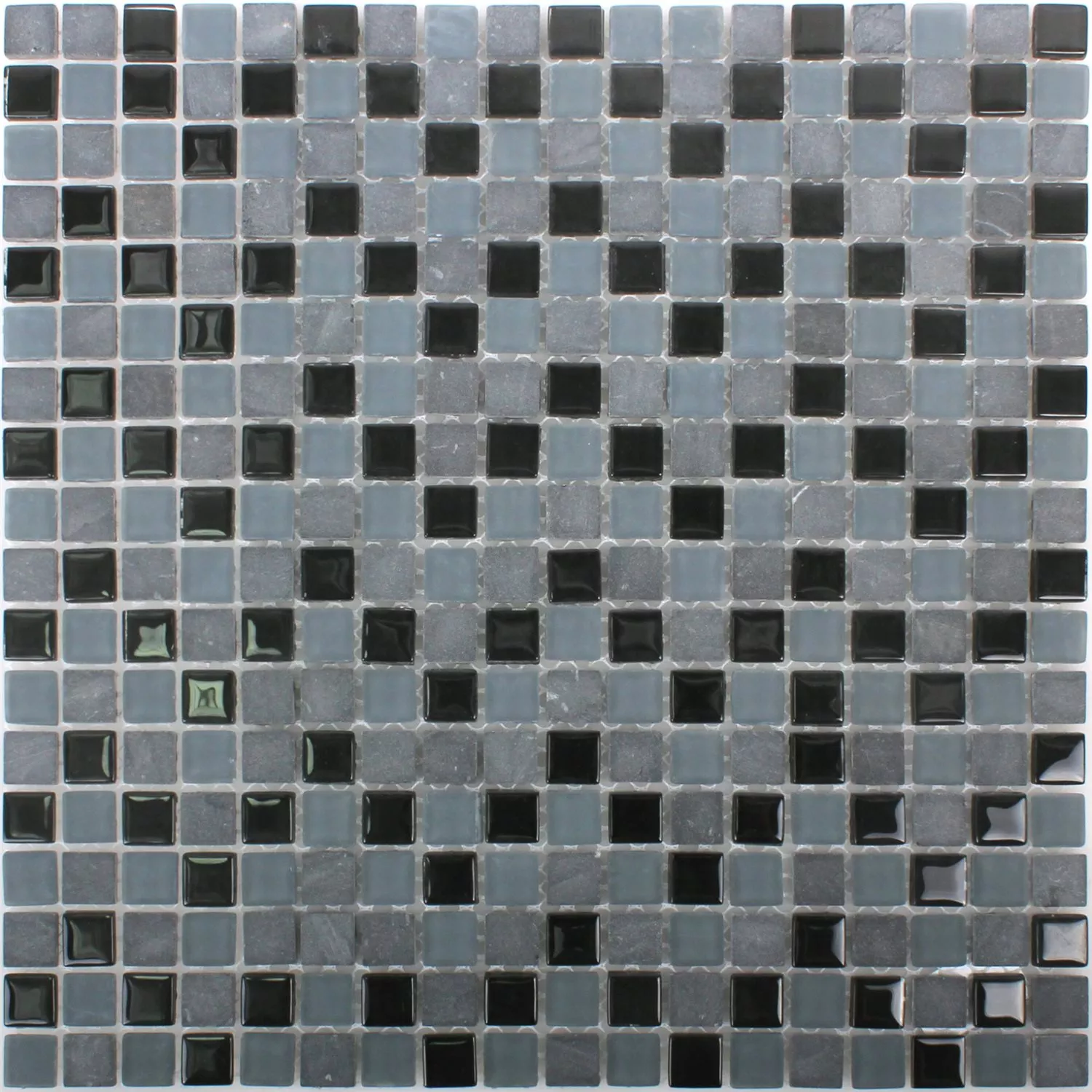 Muster von Mosaikfliesen Marmor Glas Mix Kobra Schwarz Grau 