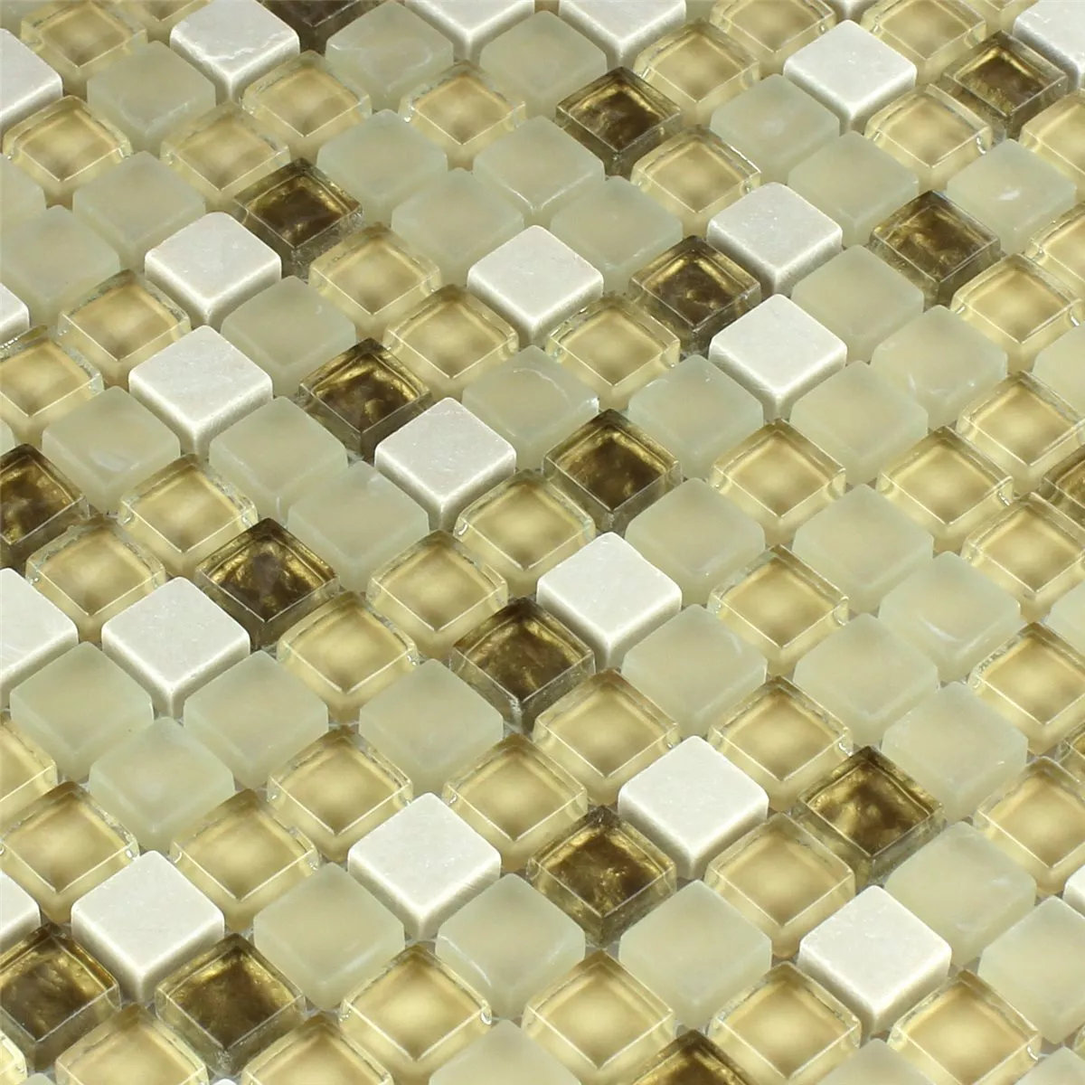 Mosaikfliesen Glas Naturstein Weiß Gold Mix
