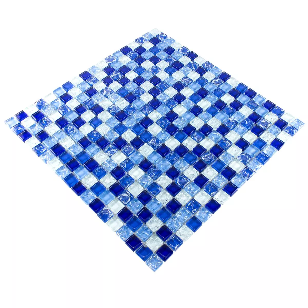 Muster von Glasmosaik Fliesen Overland Blau Weiß