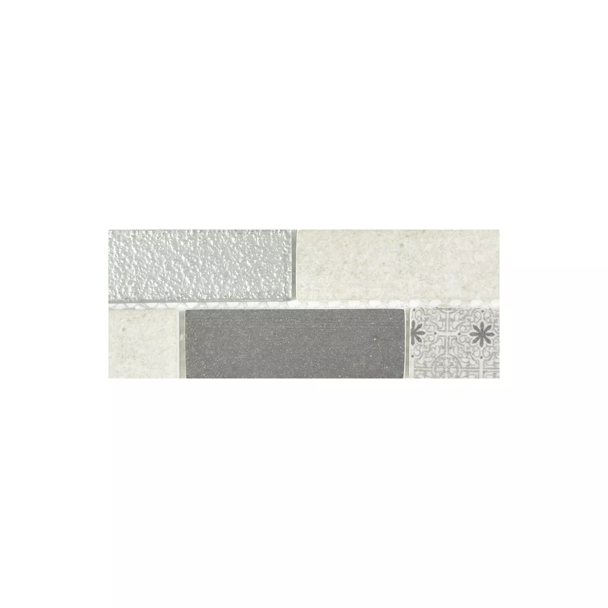 Muster von Glasmosaik Fliesen Lunatic Retrooptik Brick Grau