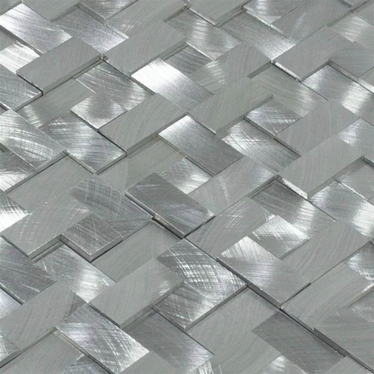 Aluminium Metall Mosaik Fliesen Quantum Silber