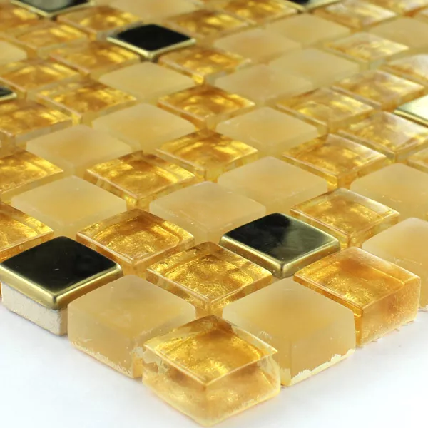 Muster von Glas Edelstahl Metall Mosaik Fliesen Gold