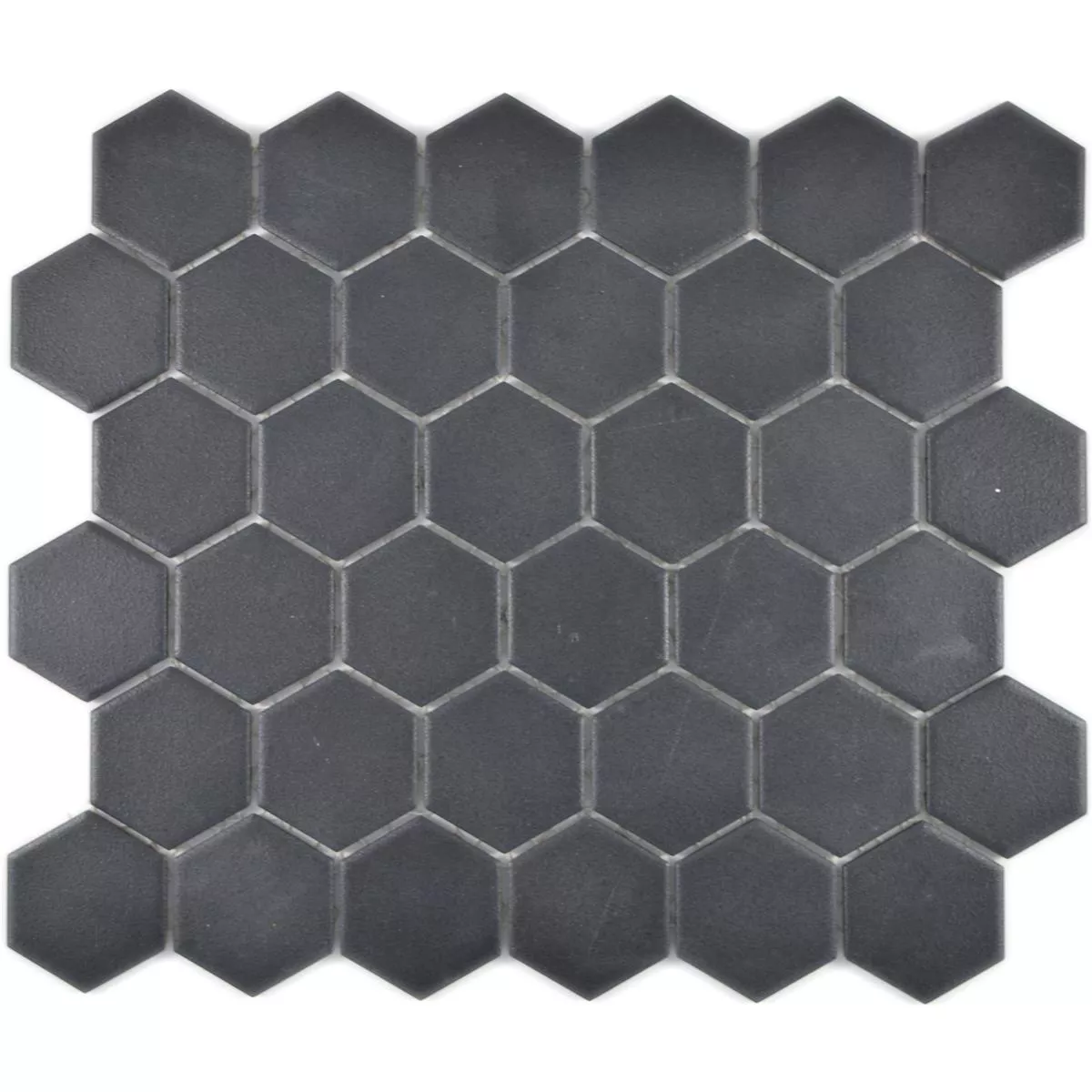 Muster von Keramikmosaik Bismarck R10B Hexagon Schwarz H51