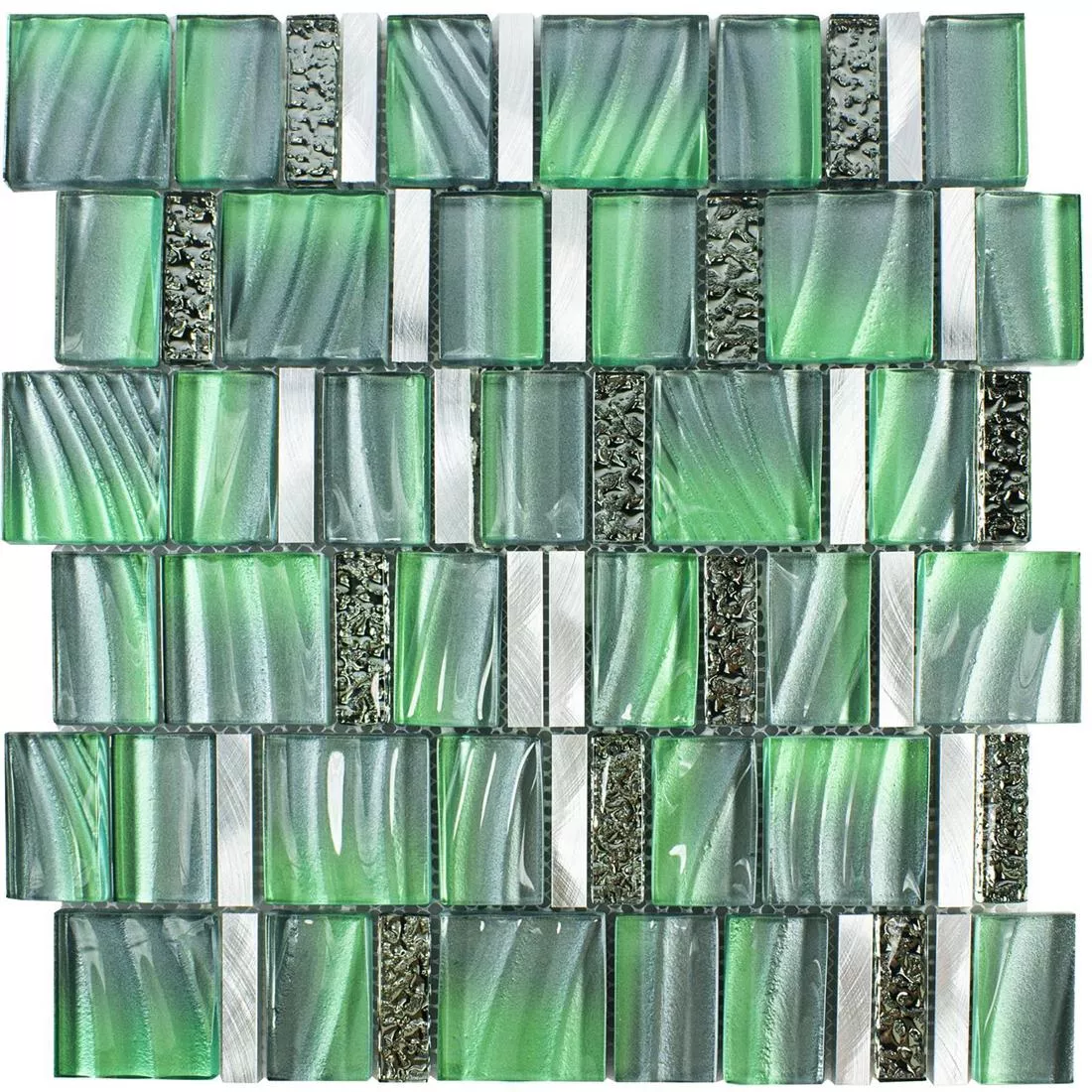 Glas Metall Mosaikfliesen Union Grün Silber