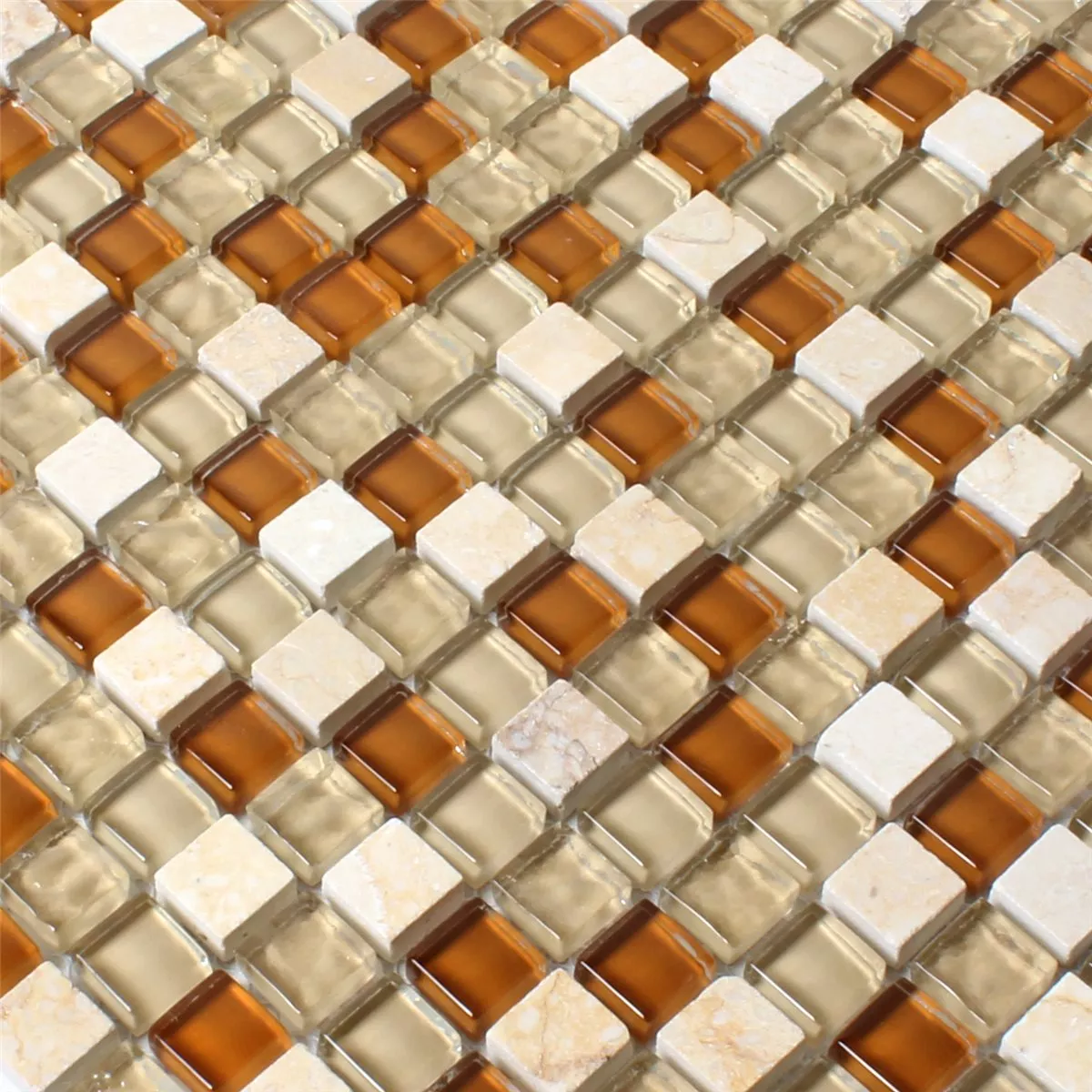 Muster von Mosaikfliesen Glas Marmor Braun Beige 
