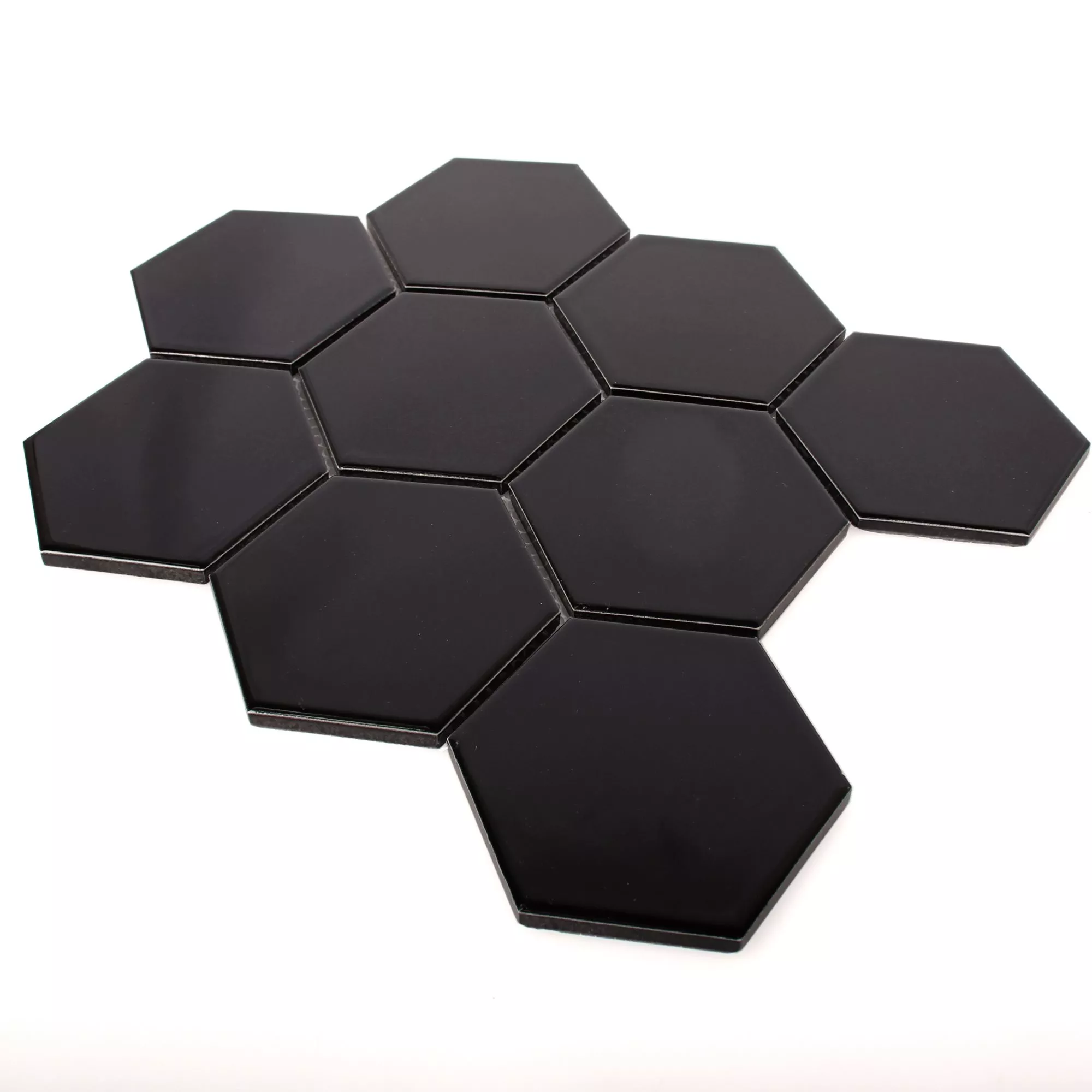Keramik Mosaikfliesen Hexagon Salamanca Schwarz Matt H95