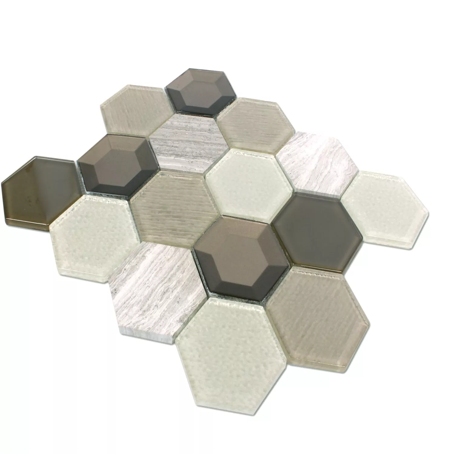 Muster von Mosaikfliesen Concrete Glas Naturstein 3D Beige