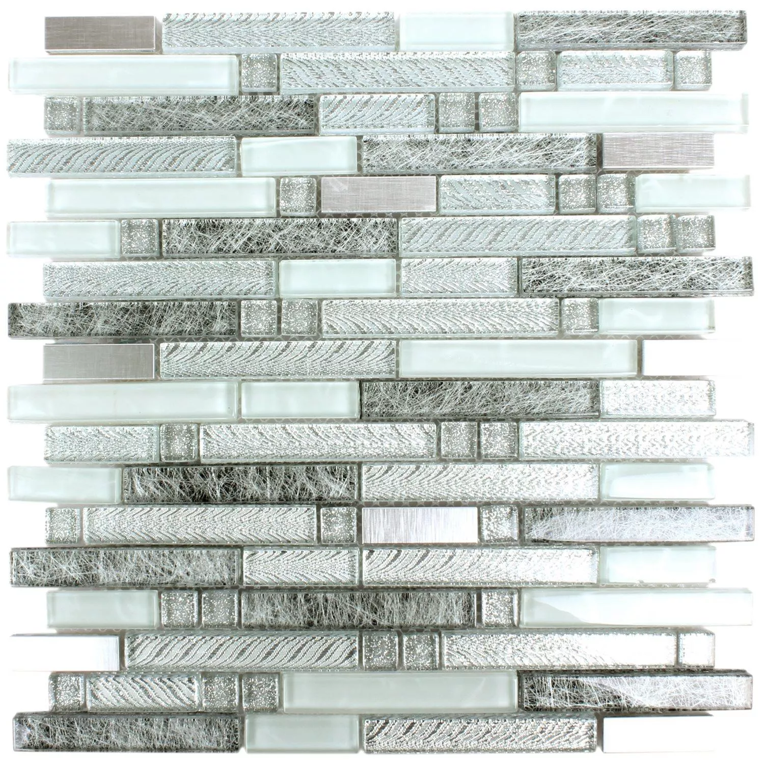 Muster von Mosaikfliesen Zaide Glas Alu Mix Silber Grau