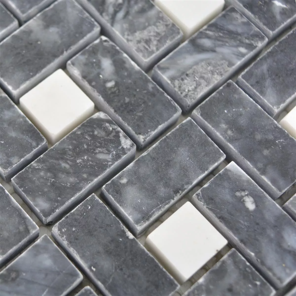 Muster von Naturstein Marmor Mosaik Fliesen Umay Schwarz Weiß