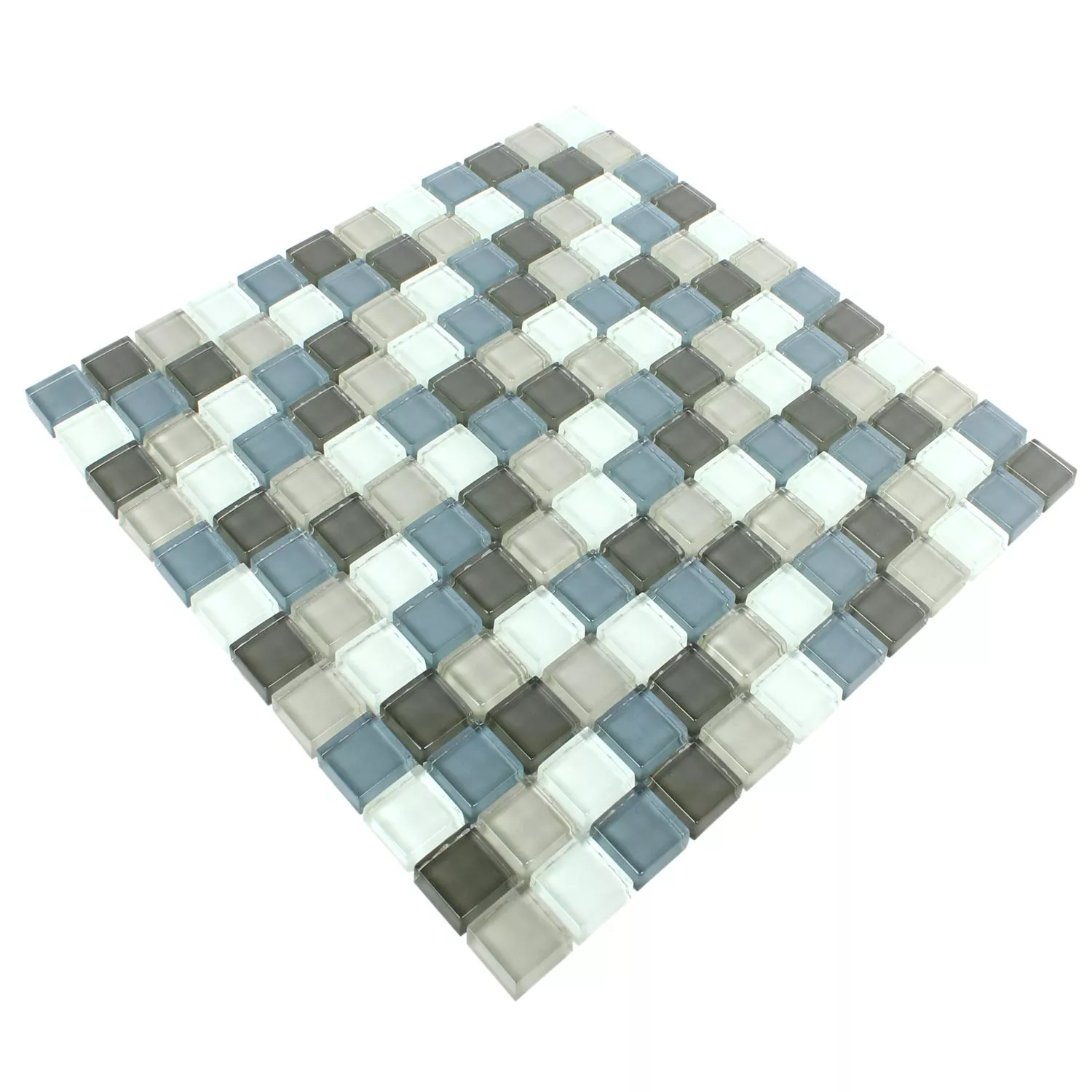Muster von Mosaikfliesen Glas Palmas Grau Blau Weiss