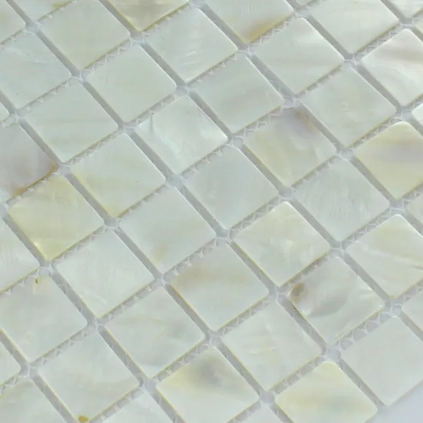 Muster von Mosaikfliesen Glas Perlmutt Effekt  Weiss