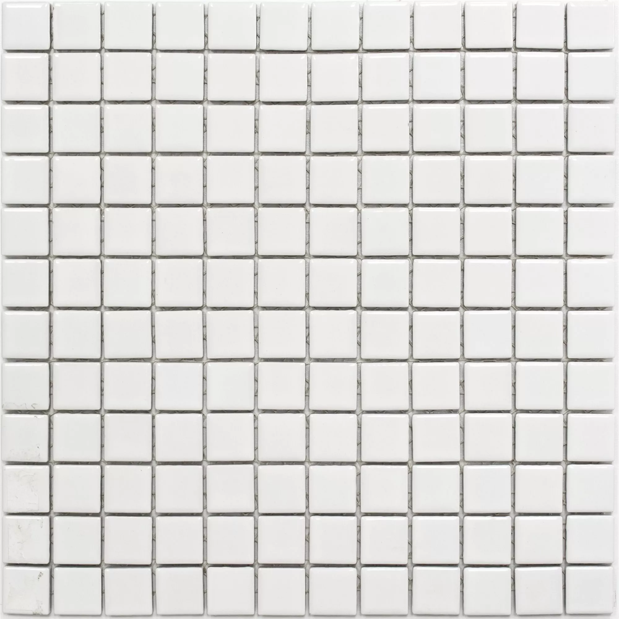 Keramik Mosaikfliesen Adrian Weiß Glänzend Quadrat 23