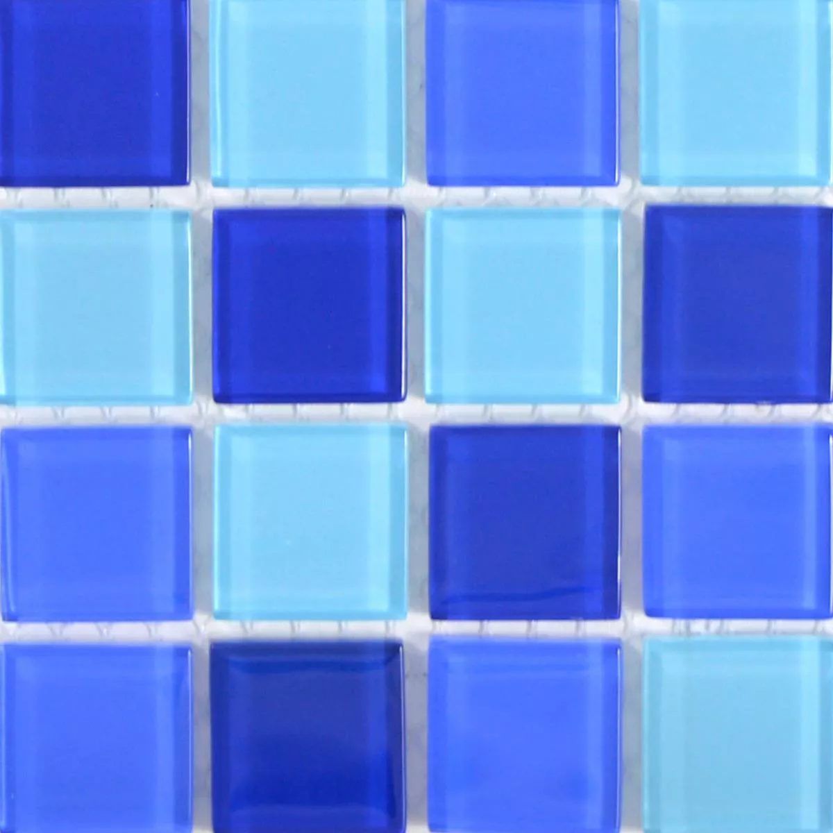 Muster von Glasmosaik Fliesen Bommel Blau