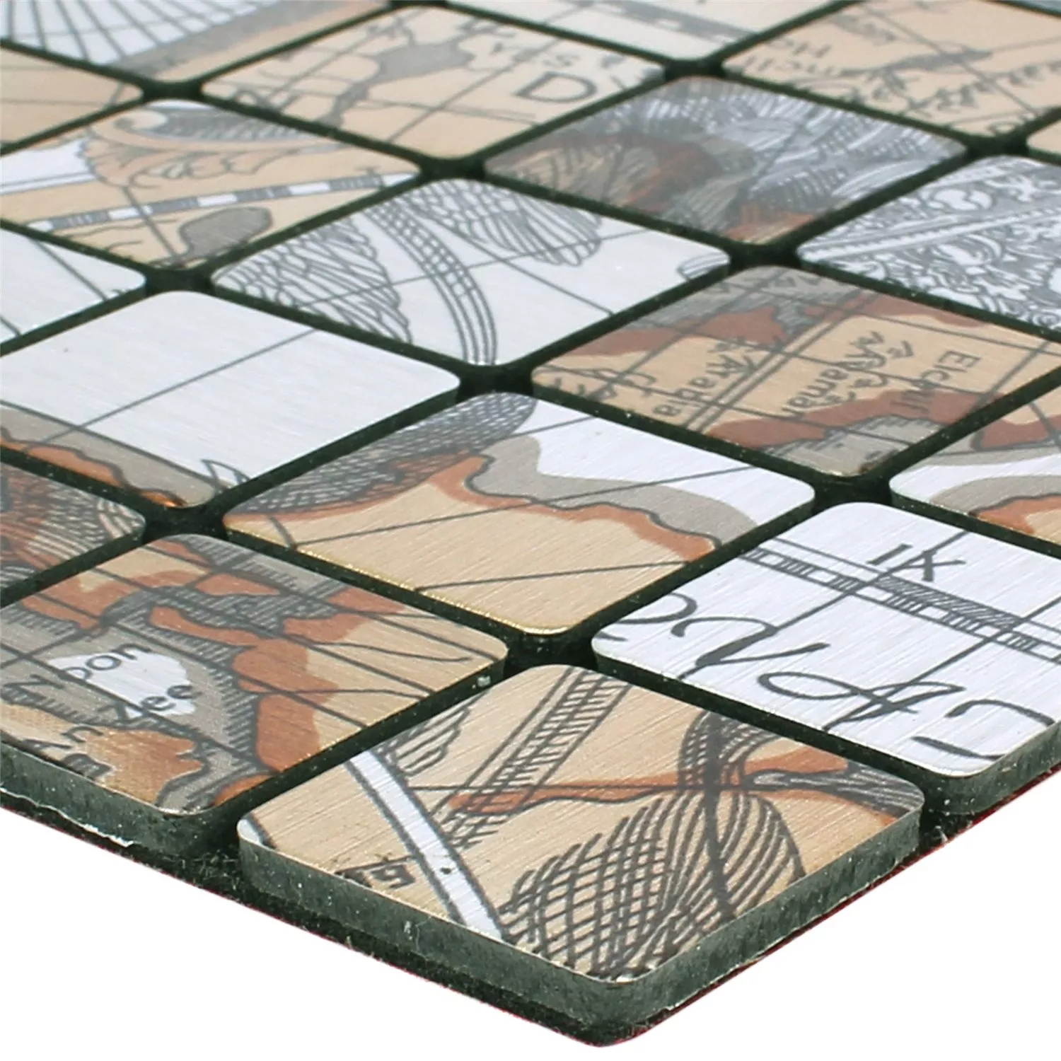 Mosaikfliesen Metall Selbstklebend Pinta Weltkarte Silber