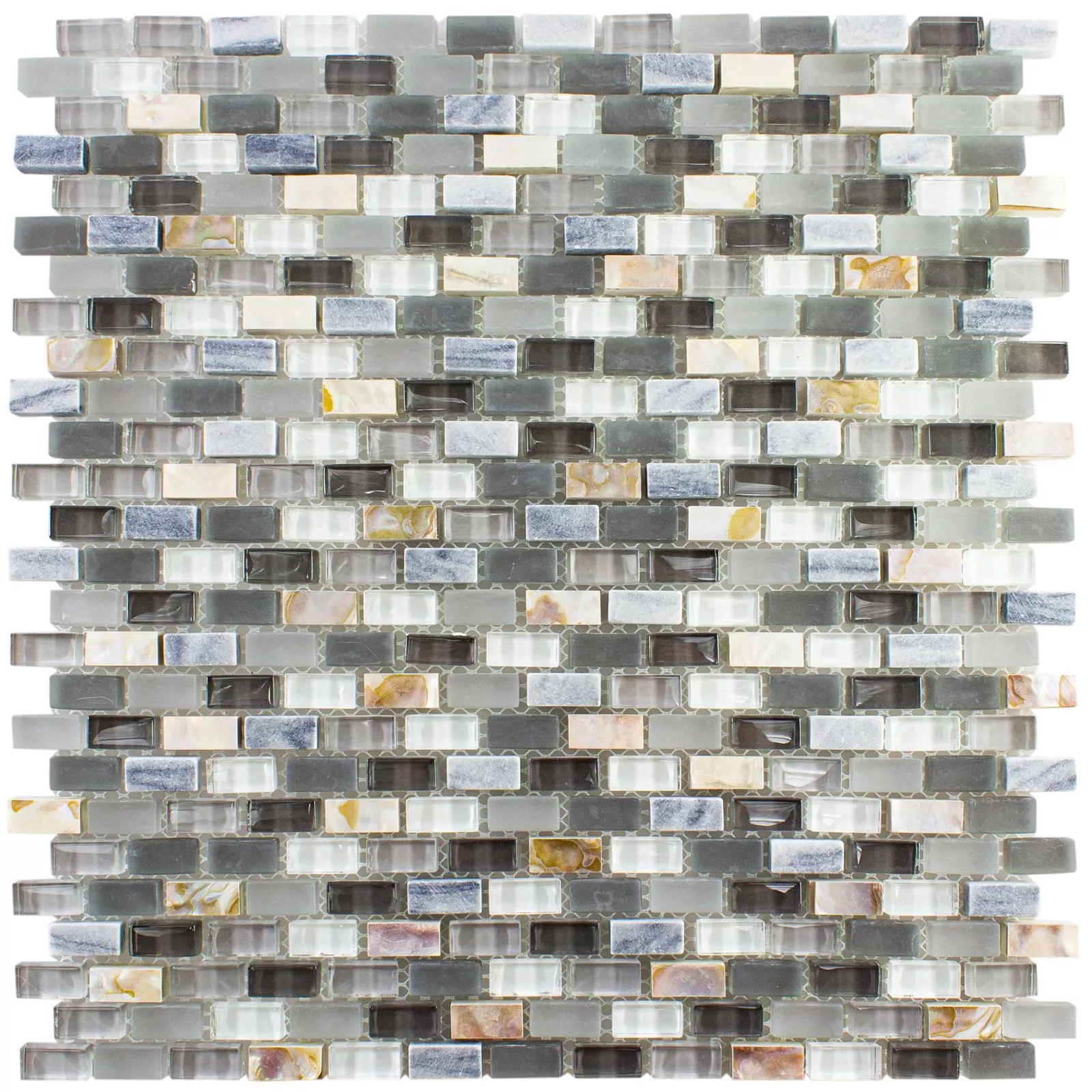 Muster von Glas Naturstein Perlmutt Mosaik Admiral Schwarz Grau
