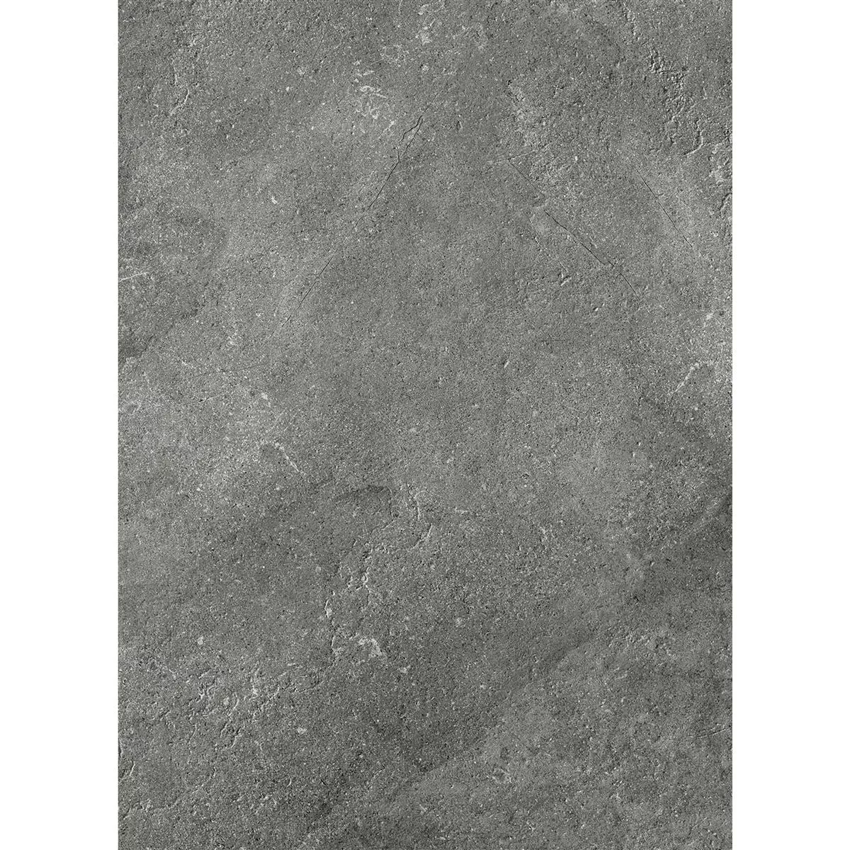 Muster von Bodenfliese Bangui Steinoptik 60x120cm Dunkelgrau