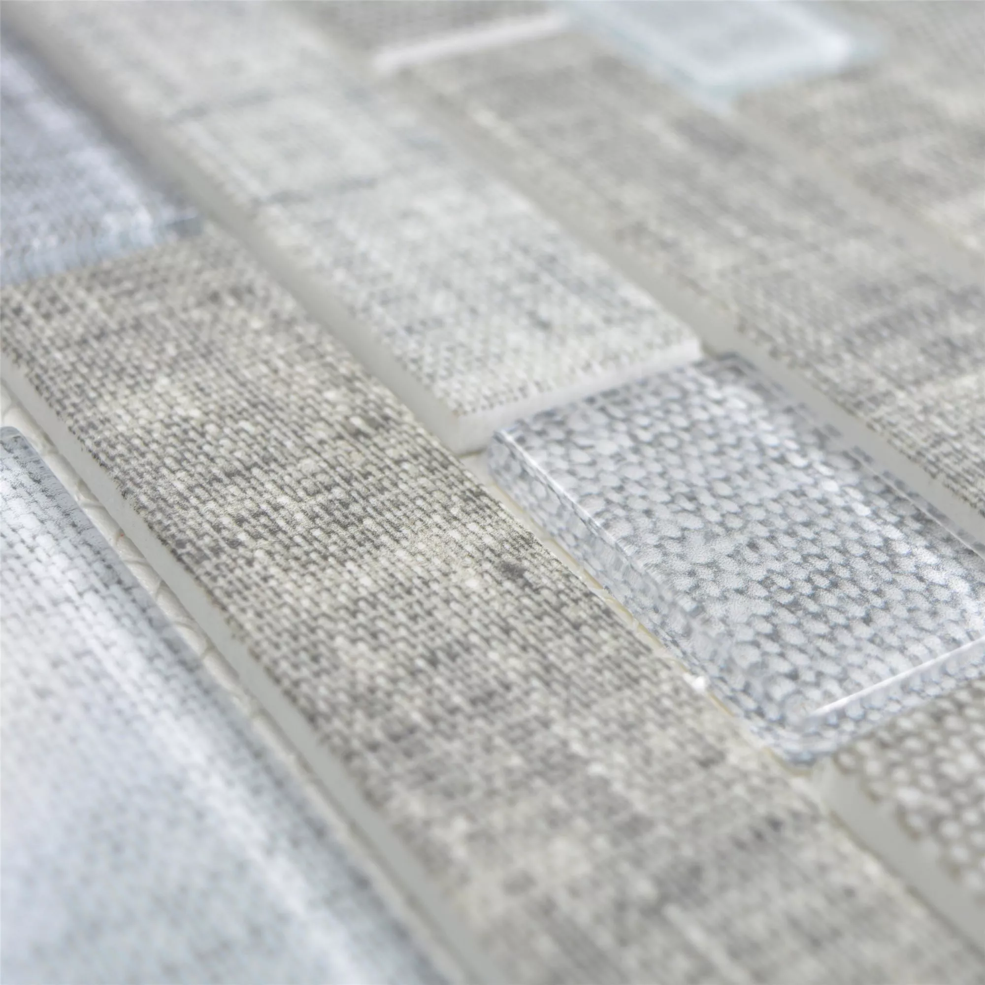 Glasmosaik Fliesen Lyonel Textil Optik Brick Grau