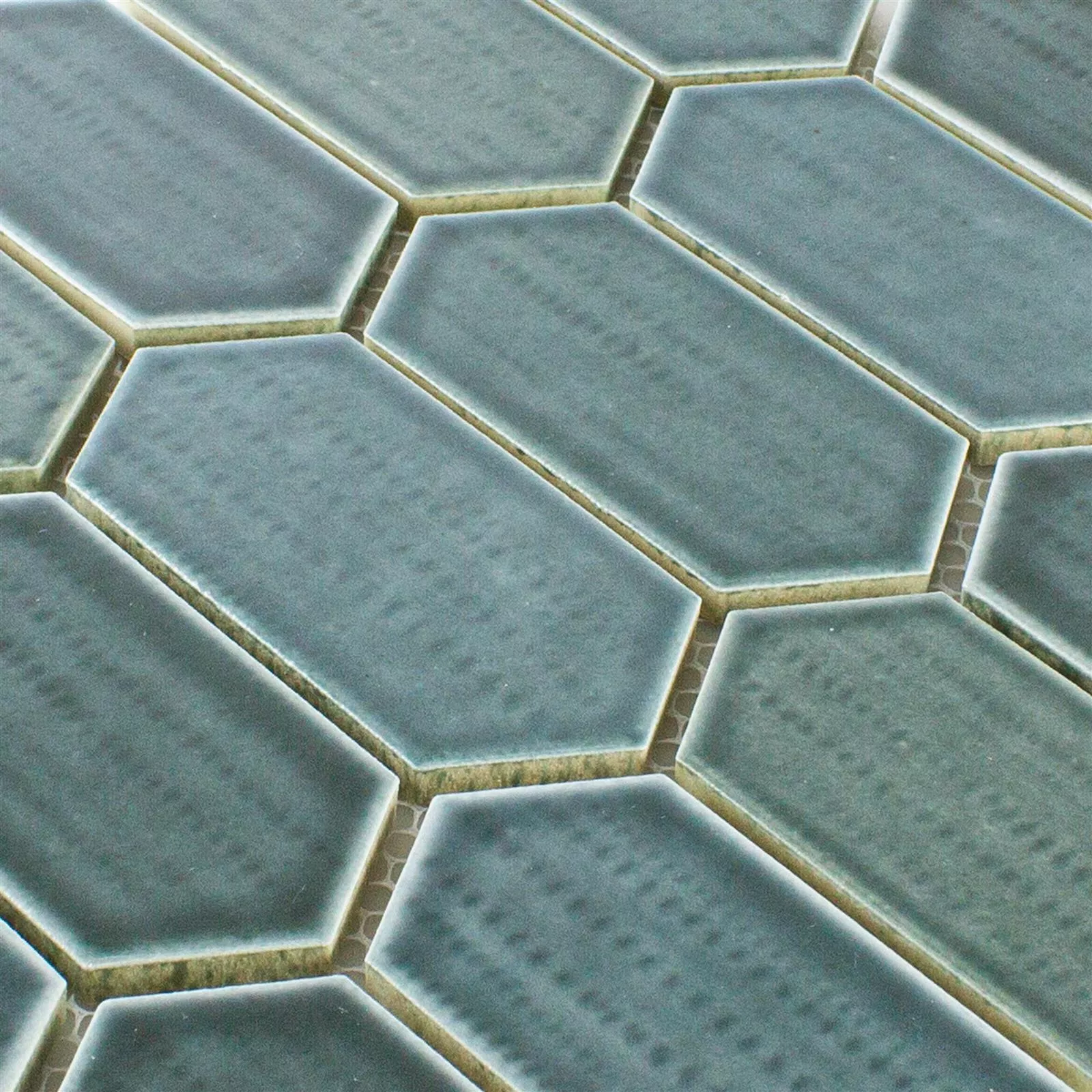Keramik Mosaikfliesen McCook Hexagon Lang Blau Grau