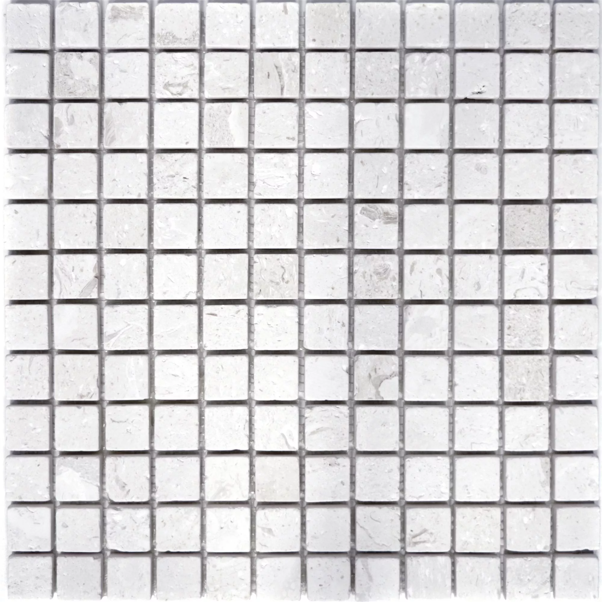 Muster von Mosaikfliesen Limestone Allerona Weiß 23