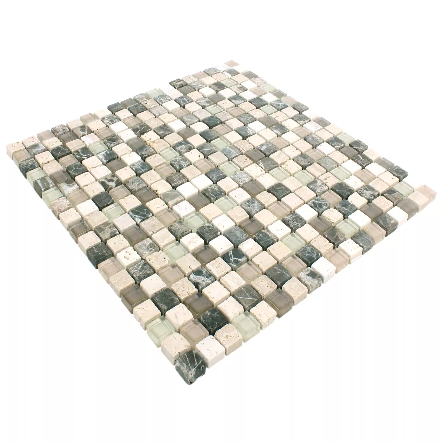Mosaikfliesen Milos Glas Naturstein Mix Braun Beige Quadrat
