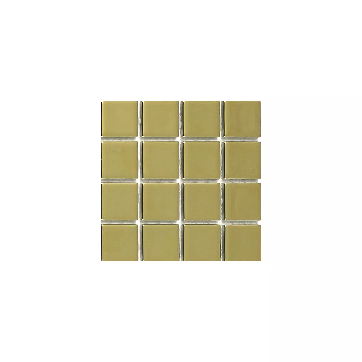 Muster von Glasmosaik Fliesen Gold Uni 25x25x4mm