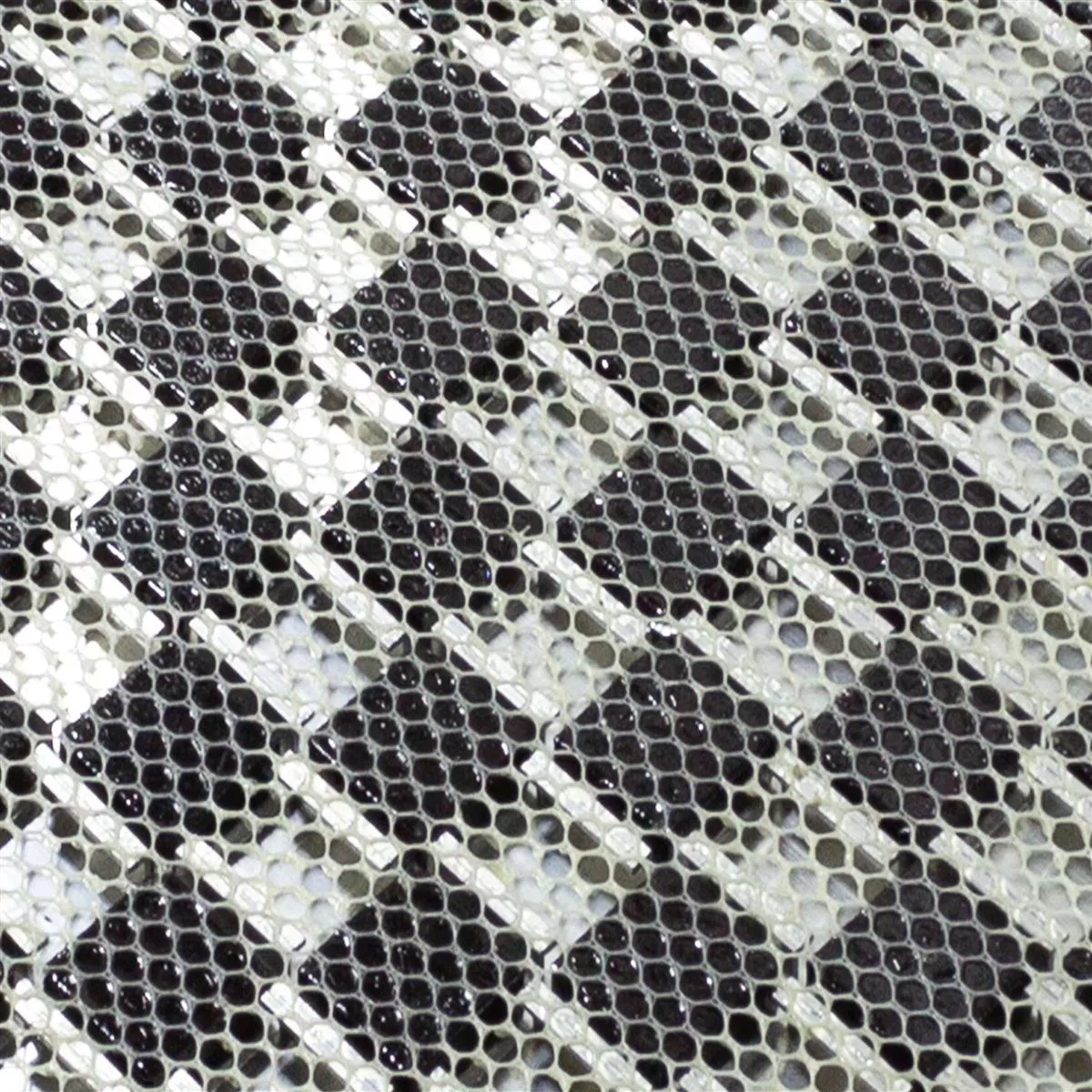 Muster von Glas Aluminium Mosaik Fliesen Eldorien Silber-Grau