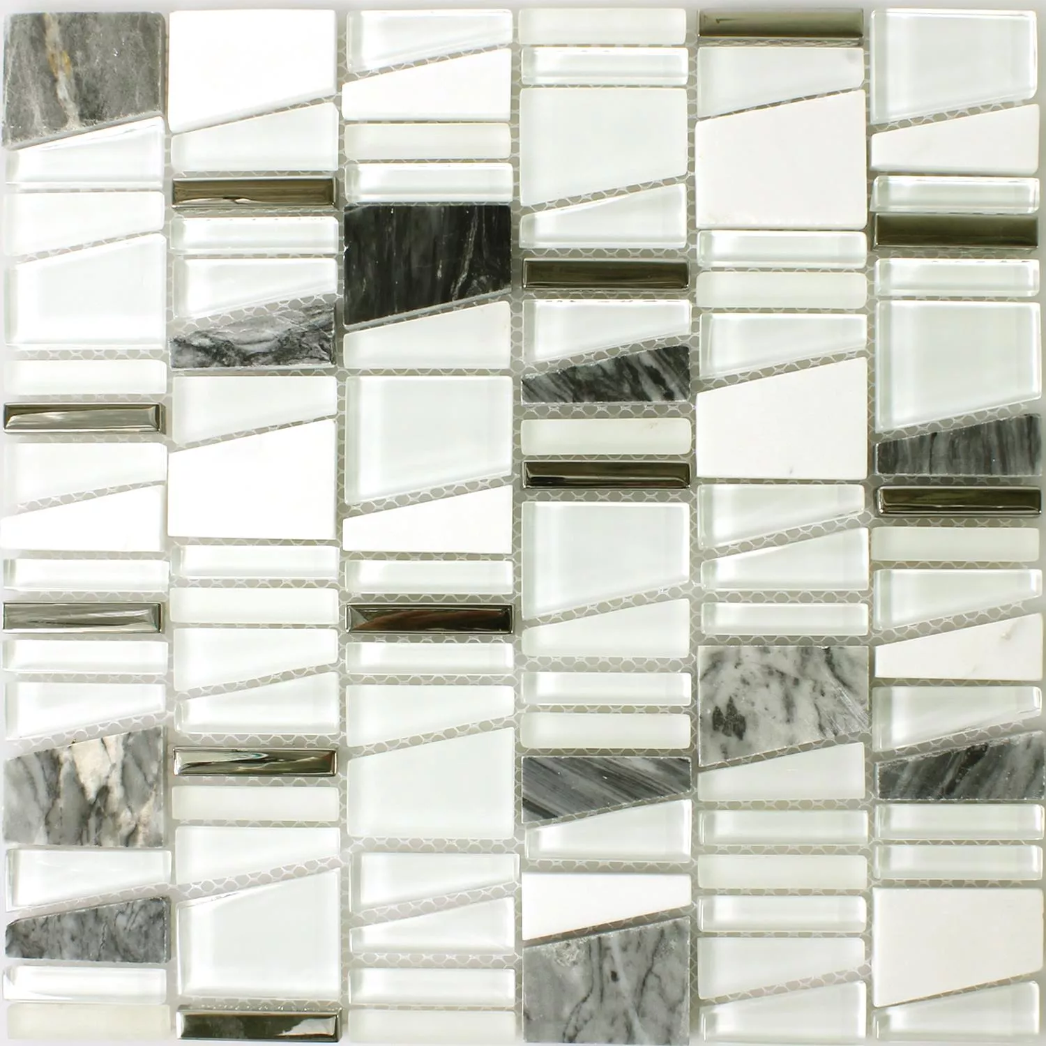 Mosaikfliesen Glas Resin Naturstein Weiss Effekt