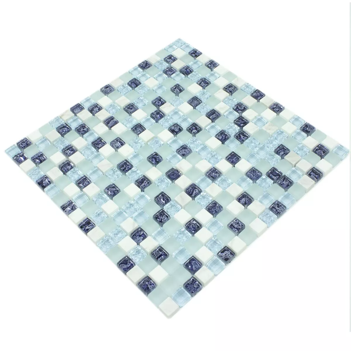 Muster von Glasmosaik Fliesen Lexington Glas Material Mix Blau