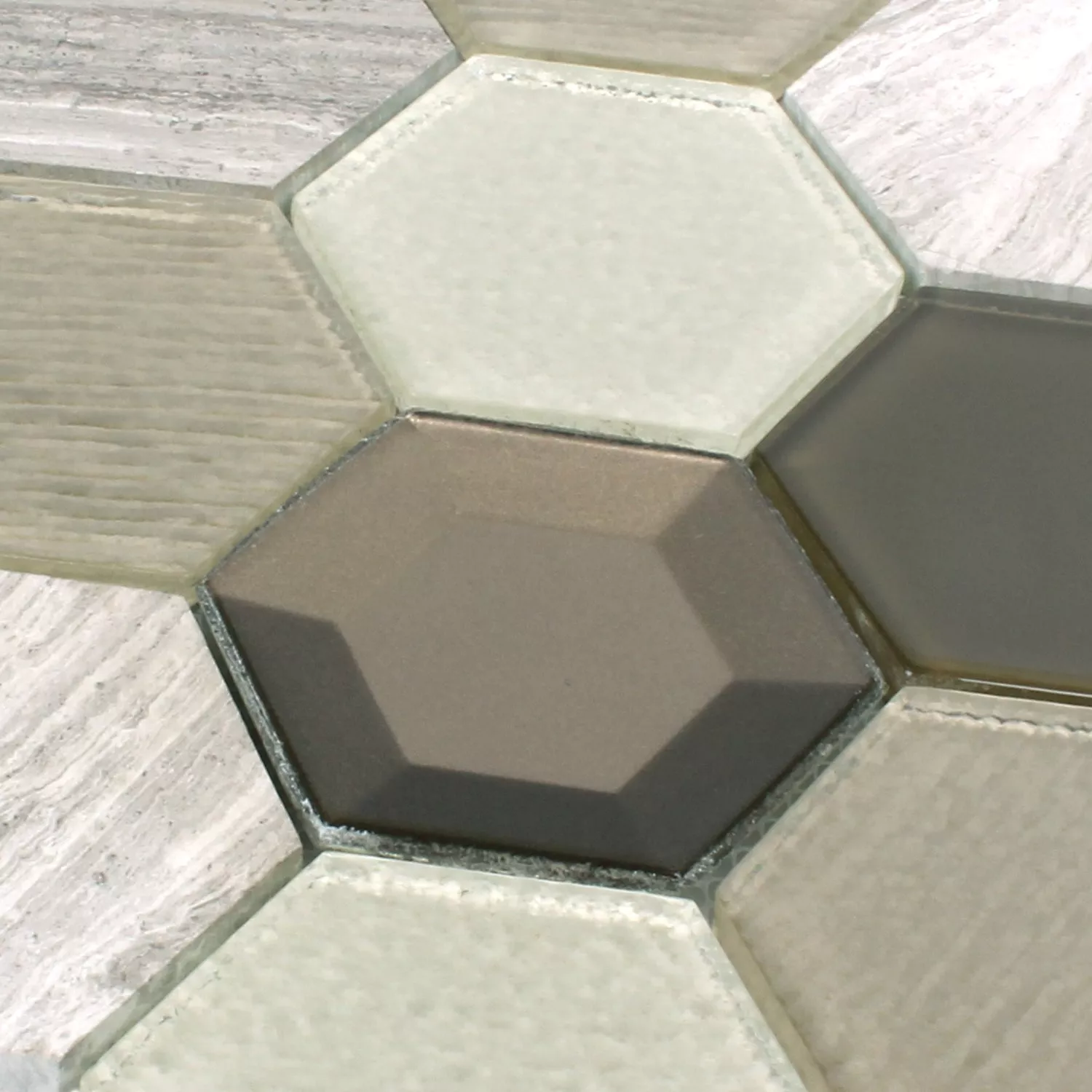 Muster von Mosaikfliesen Concrete Glas Naturstein 3D Beige