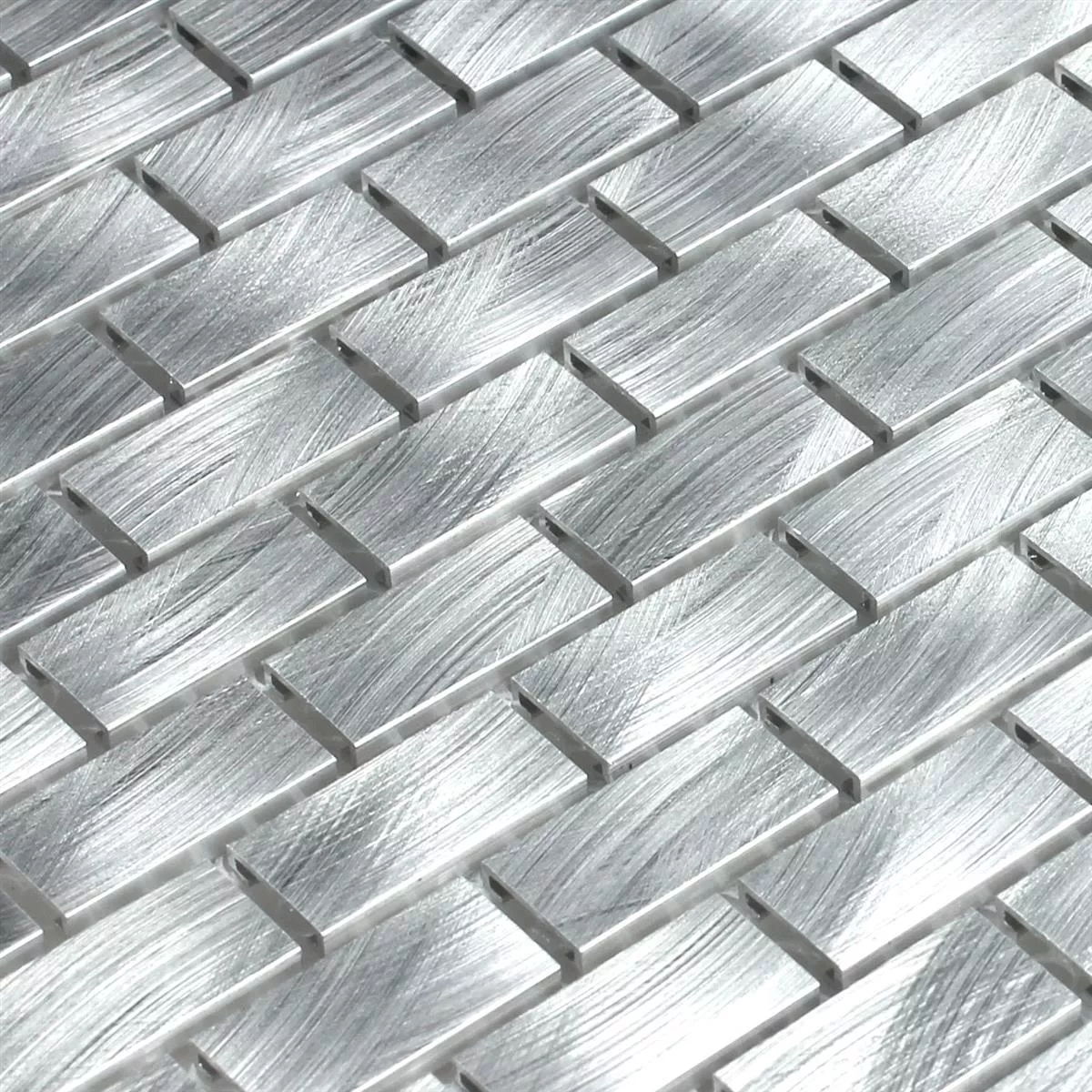 Mosaikfliesen Aluminium Silber 15x30x4mm
