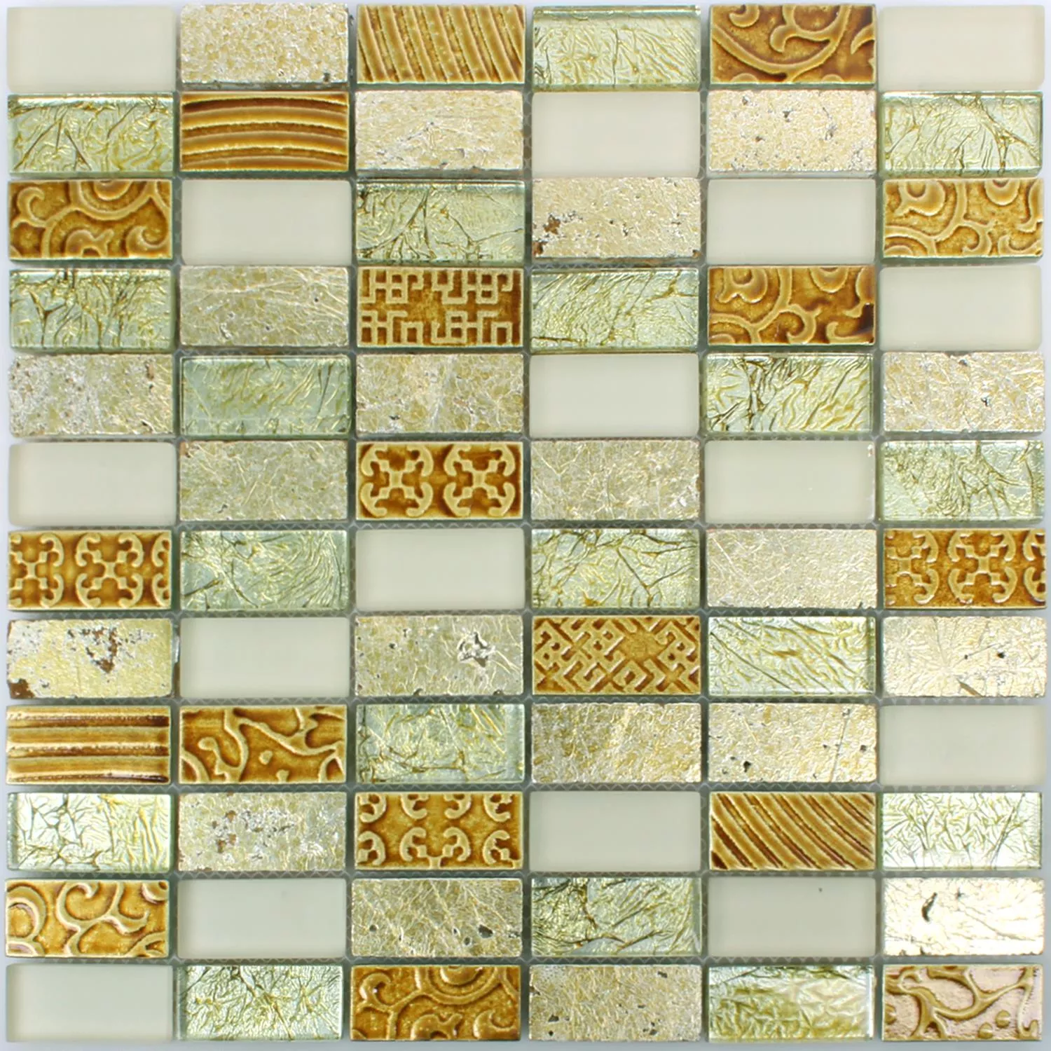 Muster von Mosaikfliesen Glas Naturstein Piroshka Gold