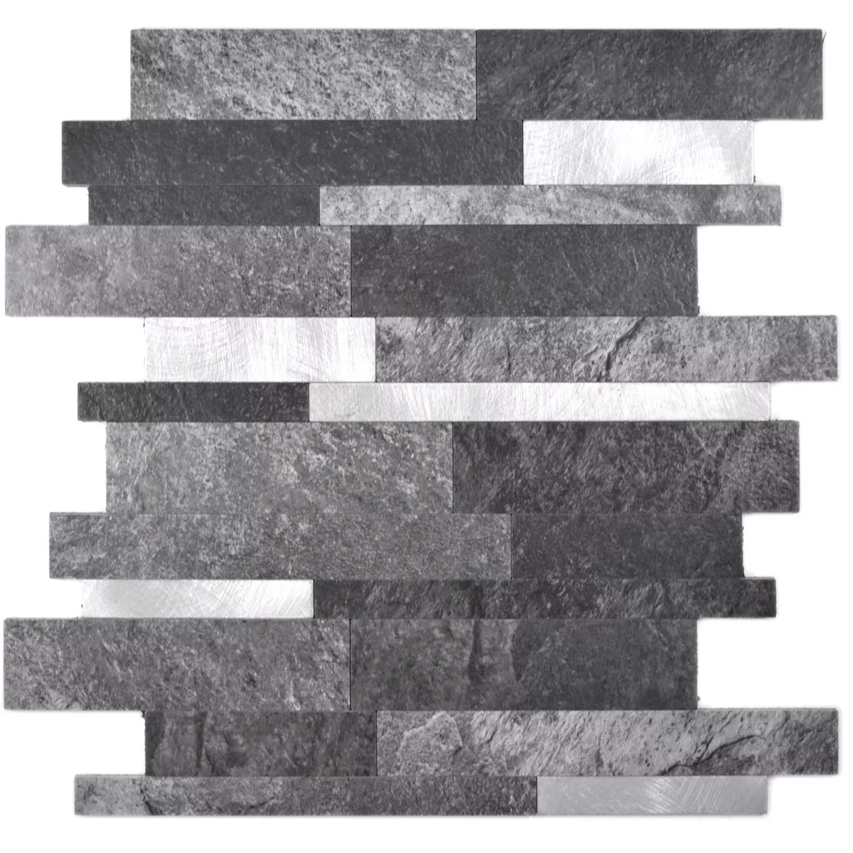 Muster von Vinyl Mosaikfliesen Mirbach Selbstklebend Schwarz Silber