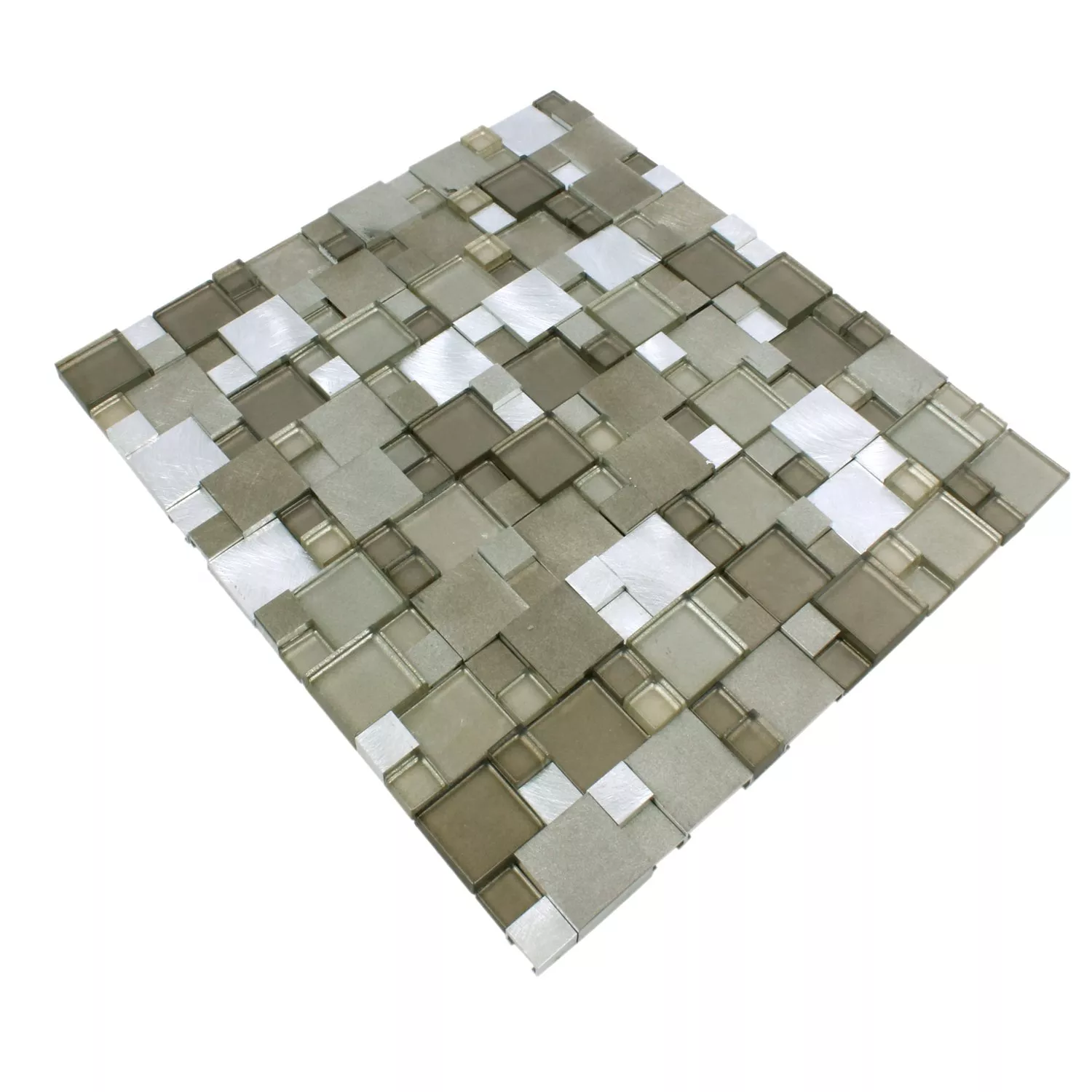 Muster von Mosaikfliesen Glas Aluminium Condor 3D Braun Mix