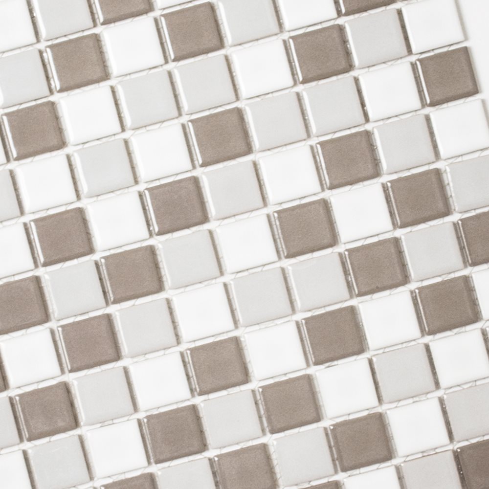 Keramik Mosaikfliesen Bodaway Grau Weiß Glänzend