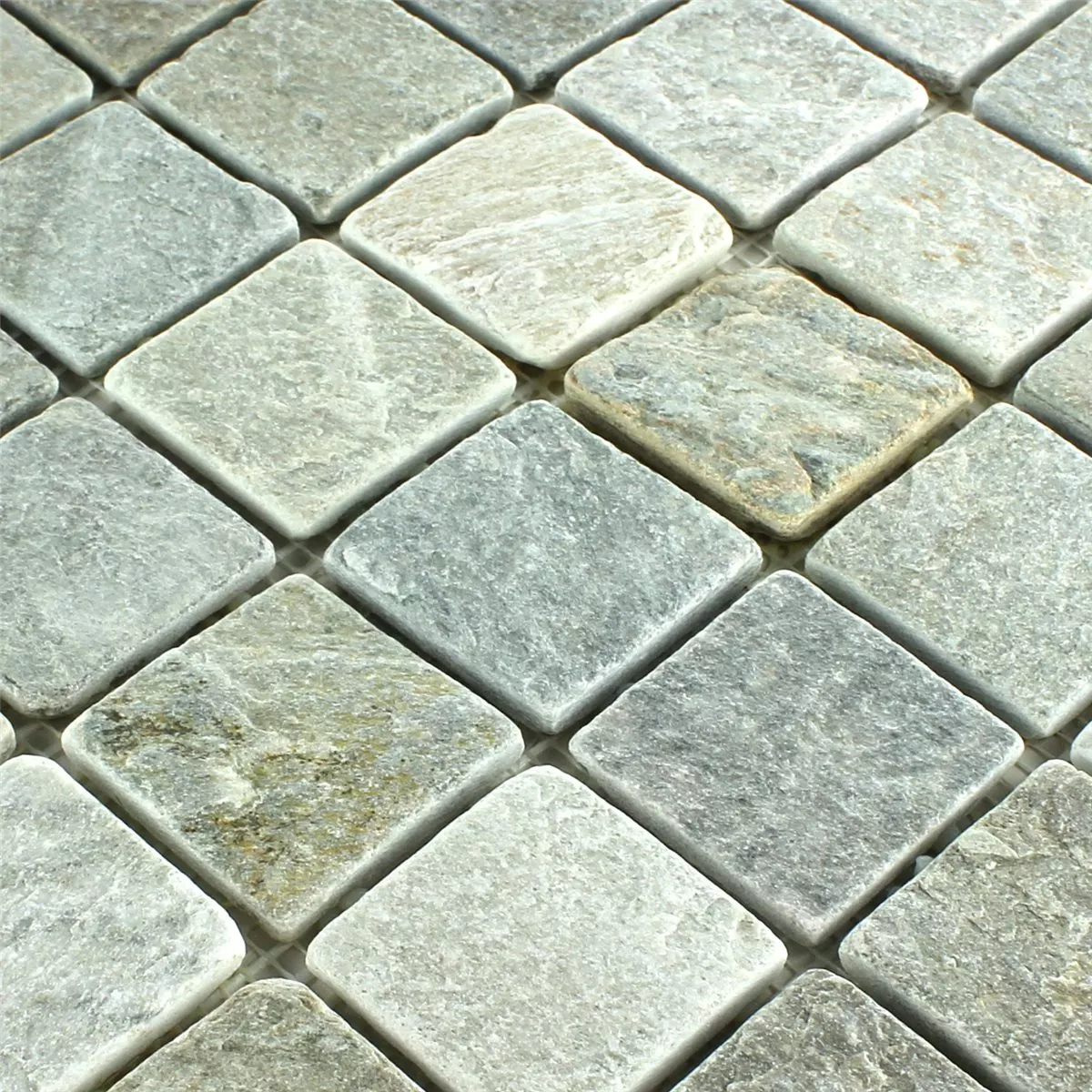 Muster von Mosaikfliesen Quarzit Beige Grau 