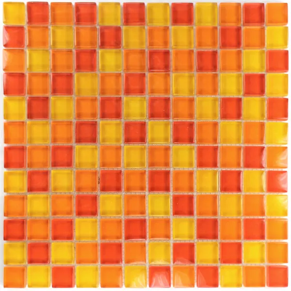 Glasmosaik Fliesen Gelb Orange Rot 25x25x8mm