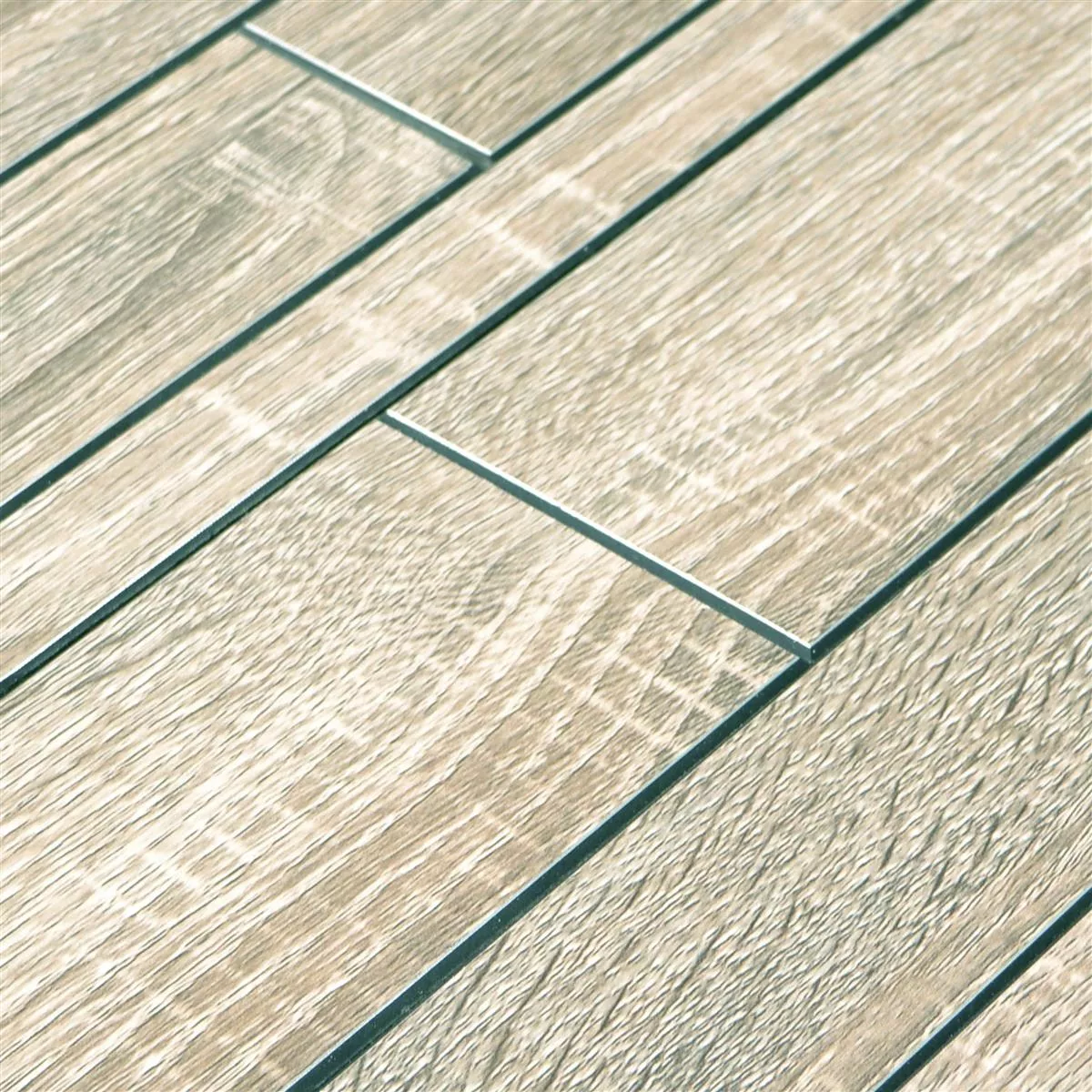 Holzoptik Mosaikfliesen Richland Selbstklebend Grau