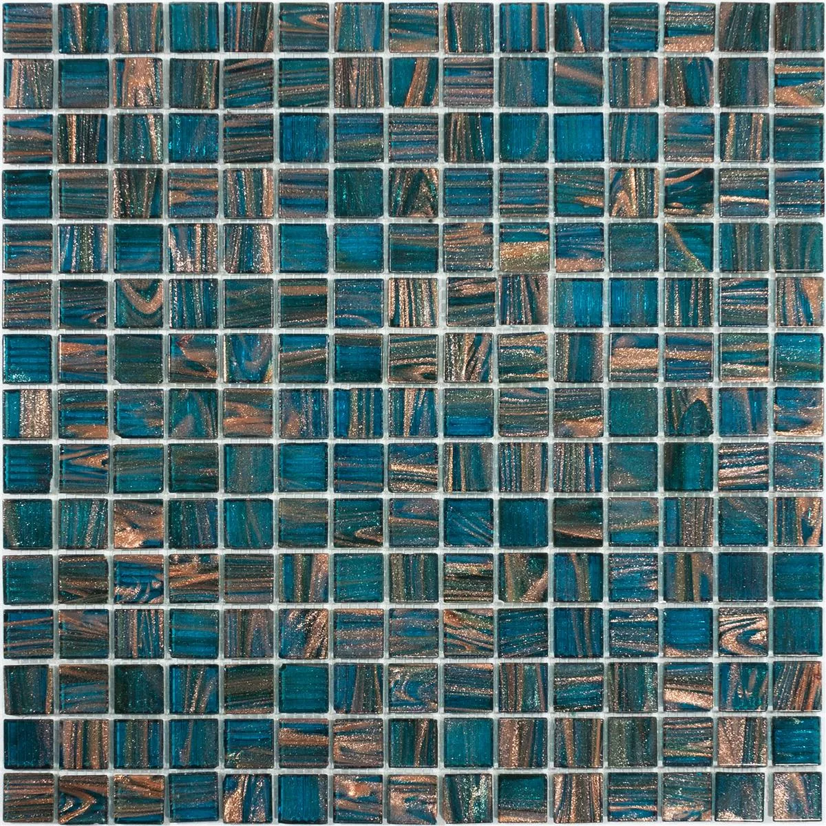 Muster von Glasmosaik Fliesen Kyoto Petrol Blau