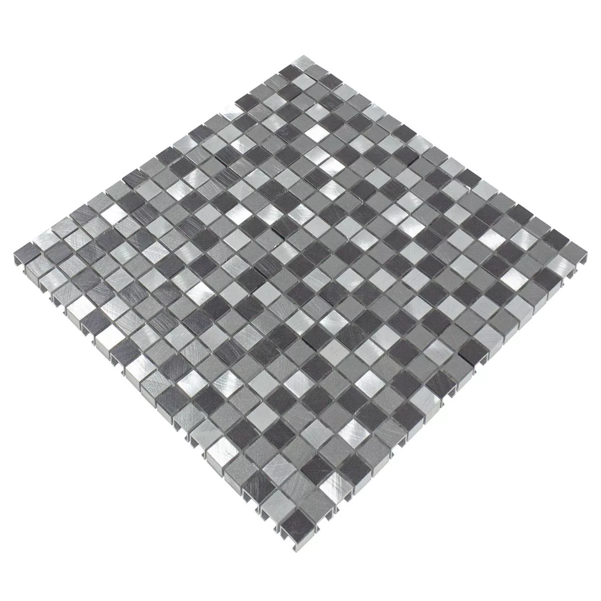Muster von Aluminium Metall Mosaik Fliesen Montezuma Grau Silber Mix