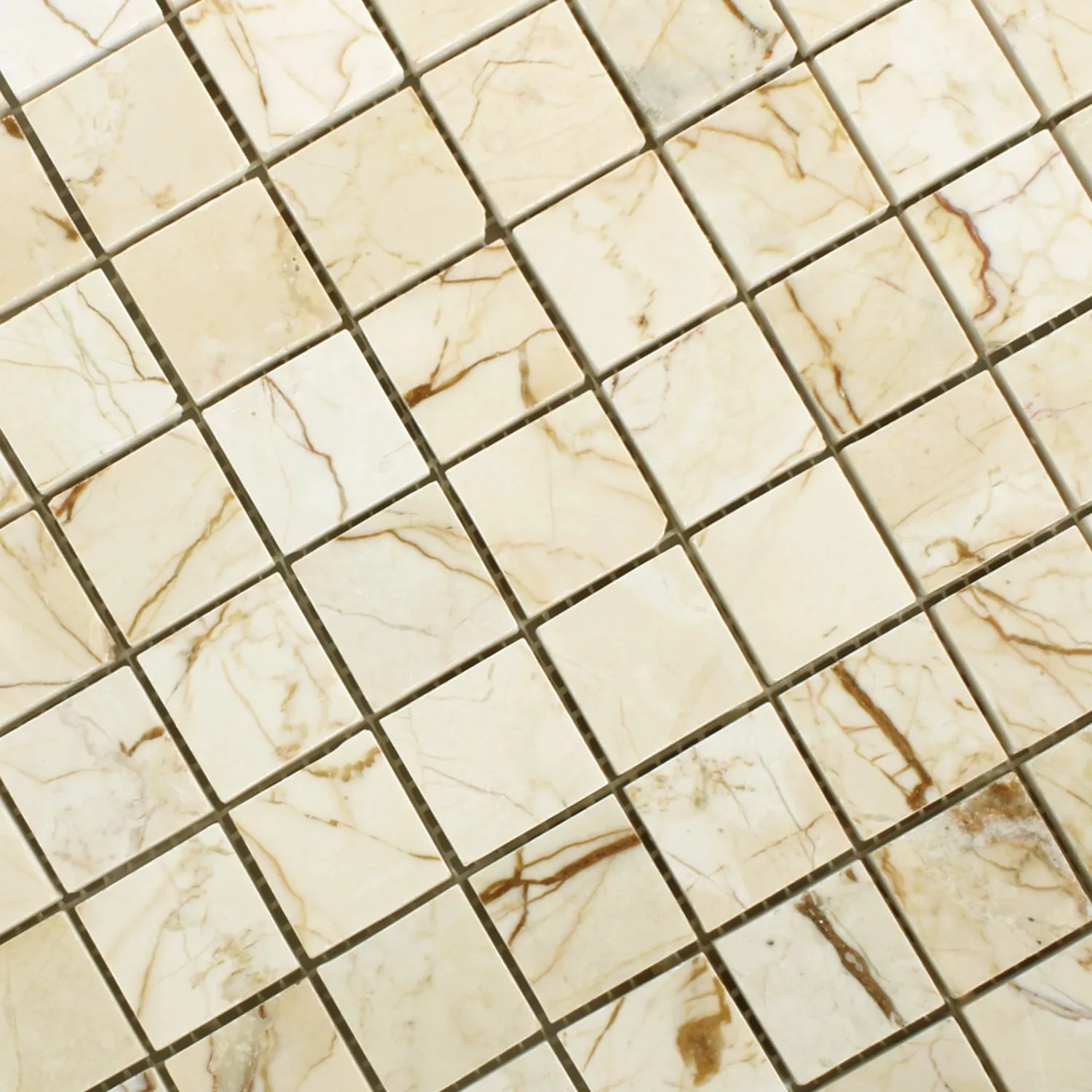 Muster von Mosaikfliesen Marmor Golden Cream Poliert