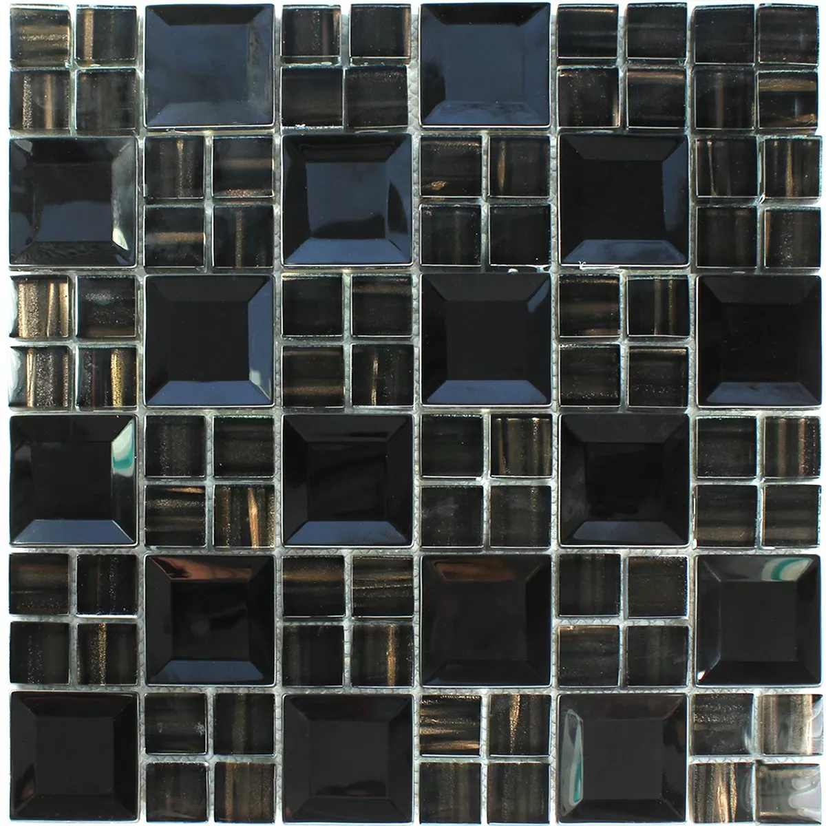 Muster von Mosaikfliesen Edelstahl Metall Schwarz
