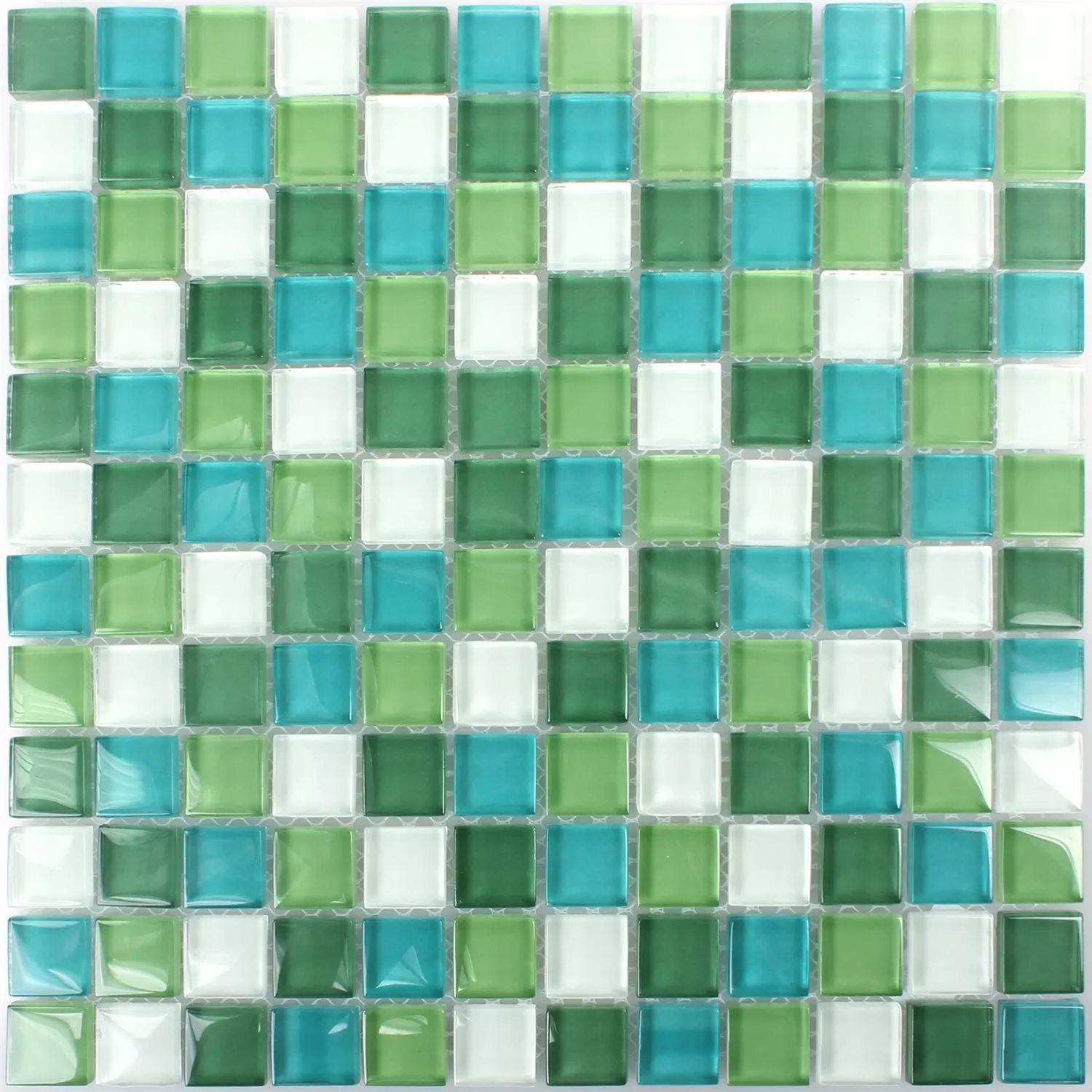Muster von Mosaikfliesen Glas Palmas Grün Weiss