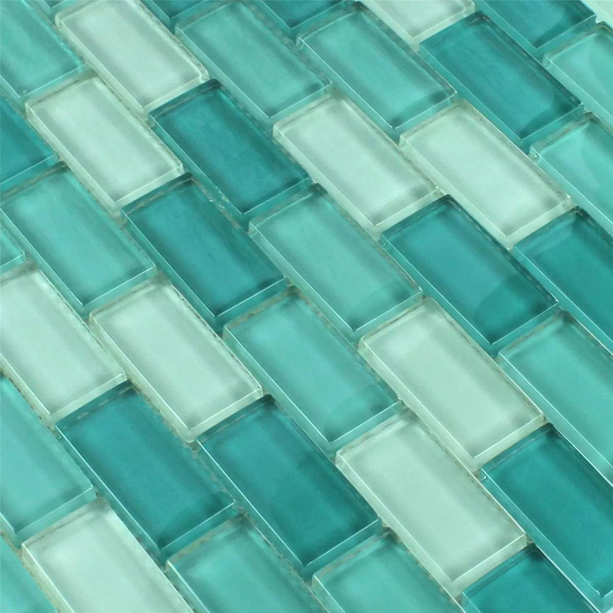Mosaikfliesen Glas Crystal Brick Grün Mix