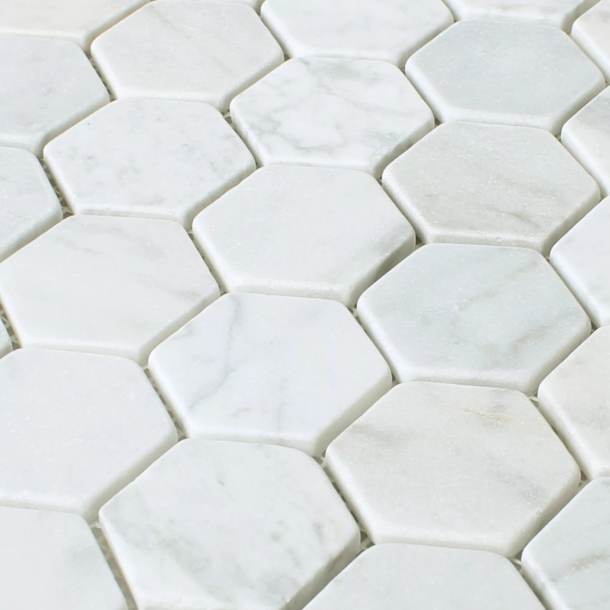Muster von Mosaikfliesen Marmor Wutach Hexagon Weiss Carrara
