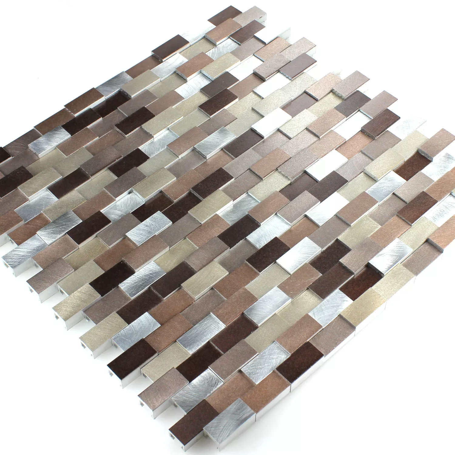 Mosaikfliesen Aluminium Metall Langley 3D Kupfer Braun