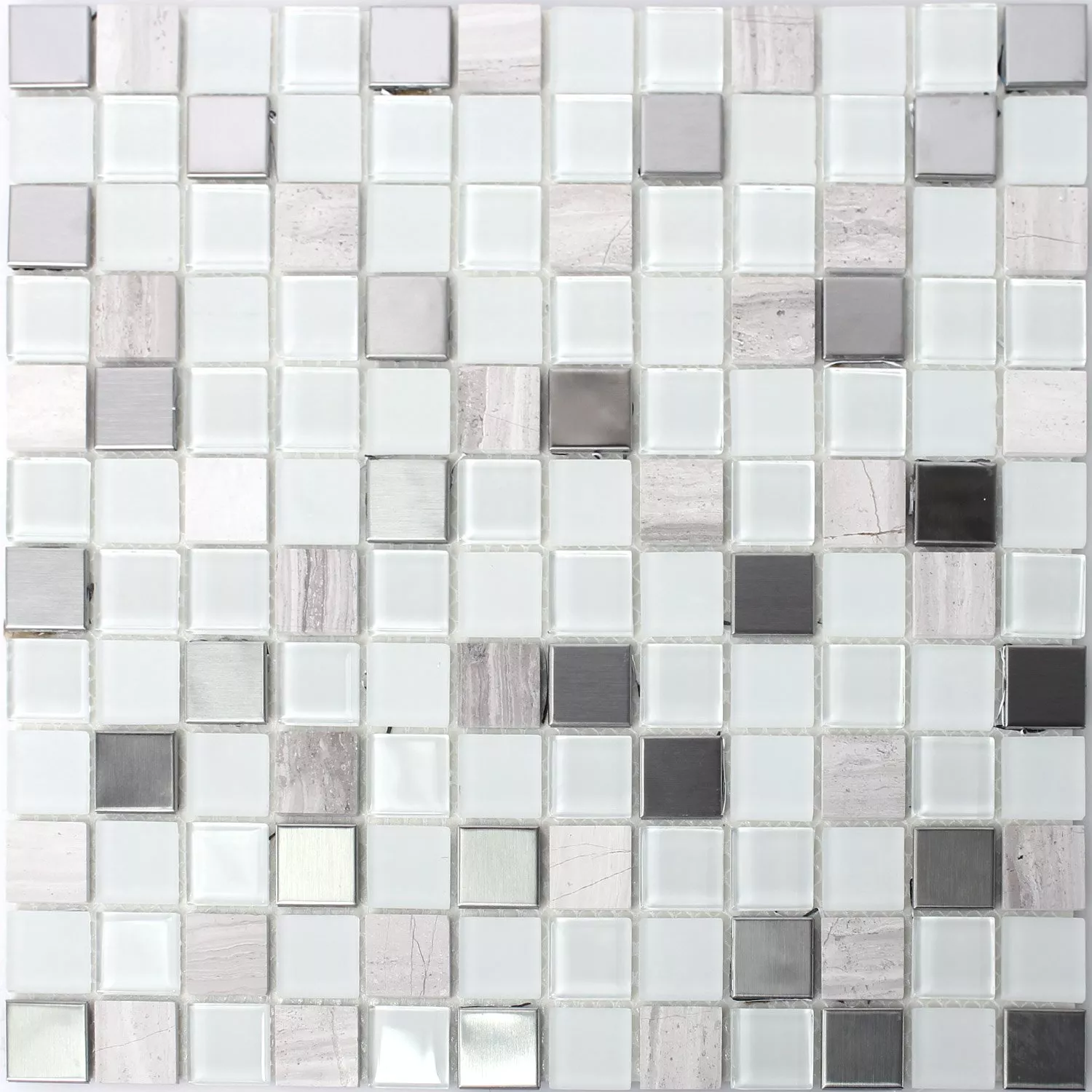 Selbstklebende Metall Stein Mosaikfliesen Glas Weiss